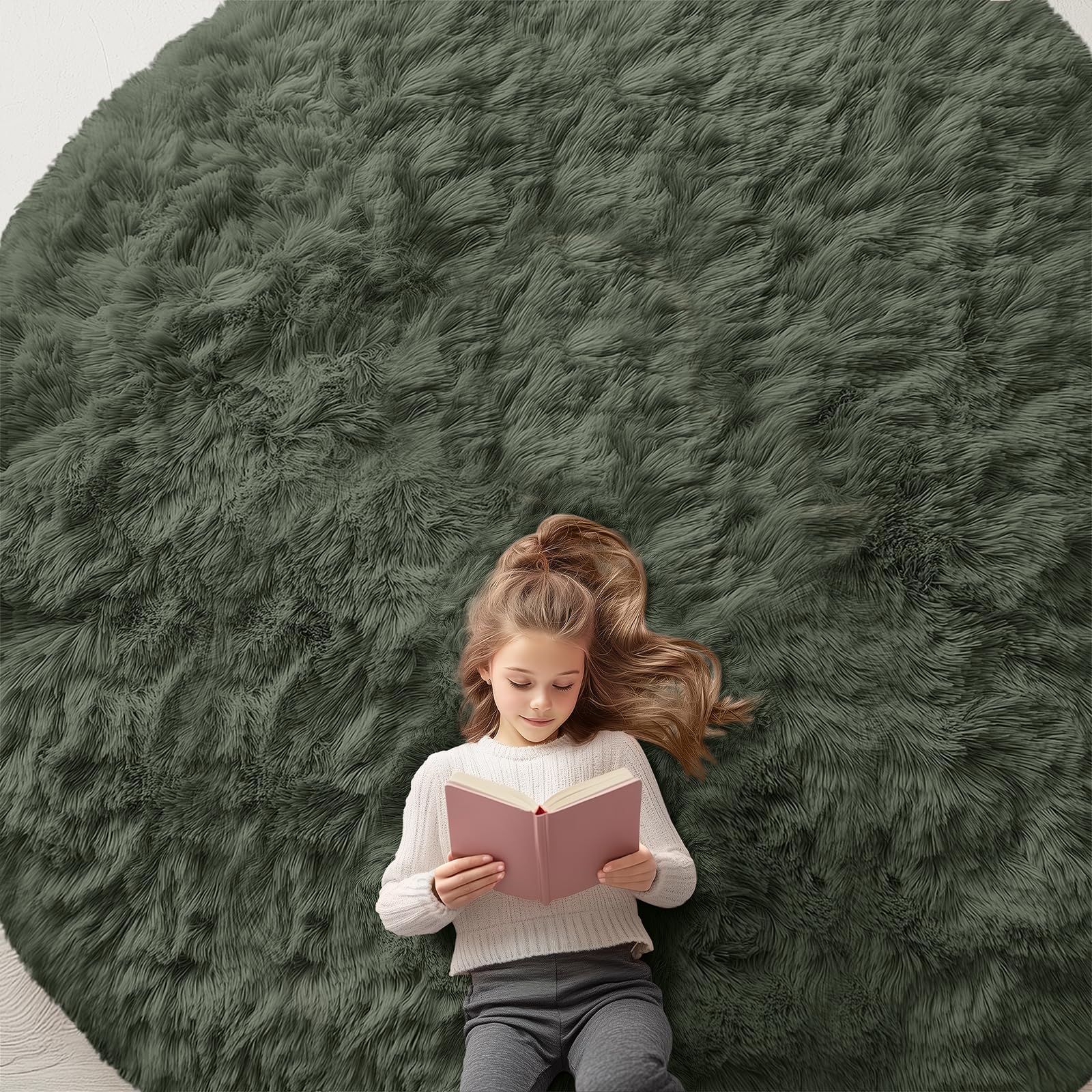 OLANLY Area Rugs for Living Room Bedroom, Machine Washable 4x5.9 ft Soft Fluffy Shaggy Bedside Rug, Indoor Floor Carpet for Kids Girls and Boys, Dorms, Nursery Rooms, Home Decor Aesthetic, Grey