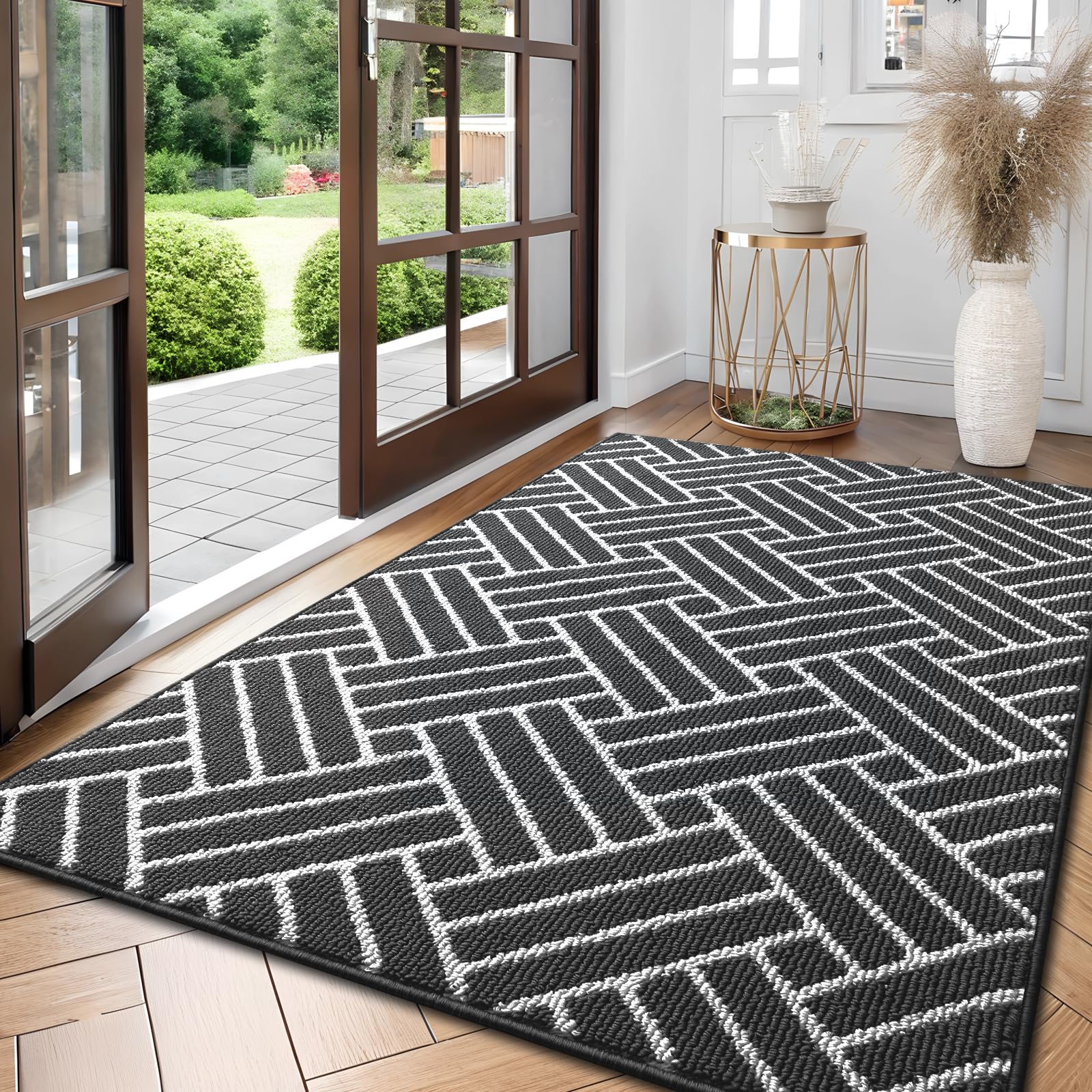 OLANLY Indoor Door Mat, 32x20 Inch, Dirt Resistant and Absorbent, Non-Slip Rubber Backing Floor Mats, Easy Clean Low-Profile Doormat for Entryway, Front Door, and Inside Entrance, Grey