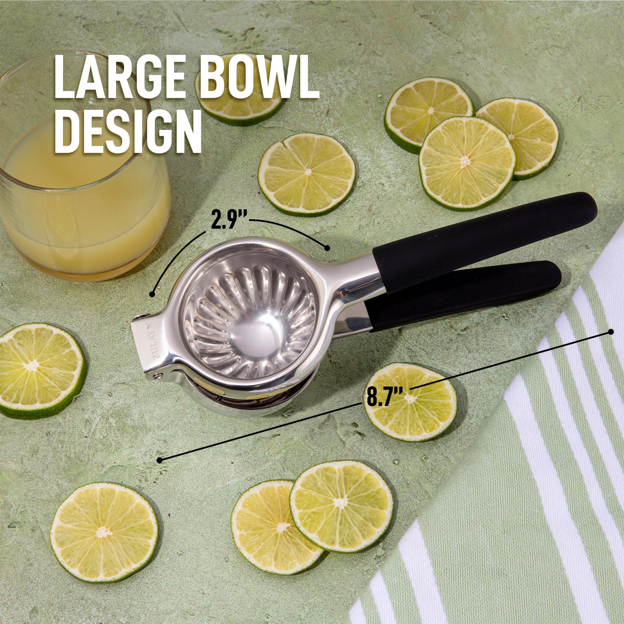 Lemon Squeezer Stainless Steel with Premium Quality Heavy Duty Solid Metal Squeezer Bowl - Large Manual Citrus Press Juicer and Lime Squeezer Stainless Steel - by Zulay Kitchen