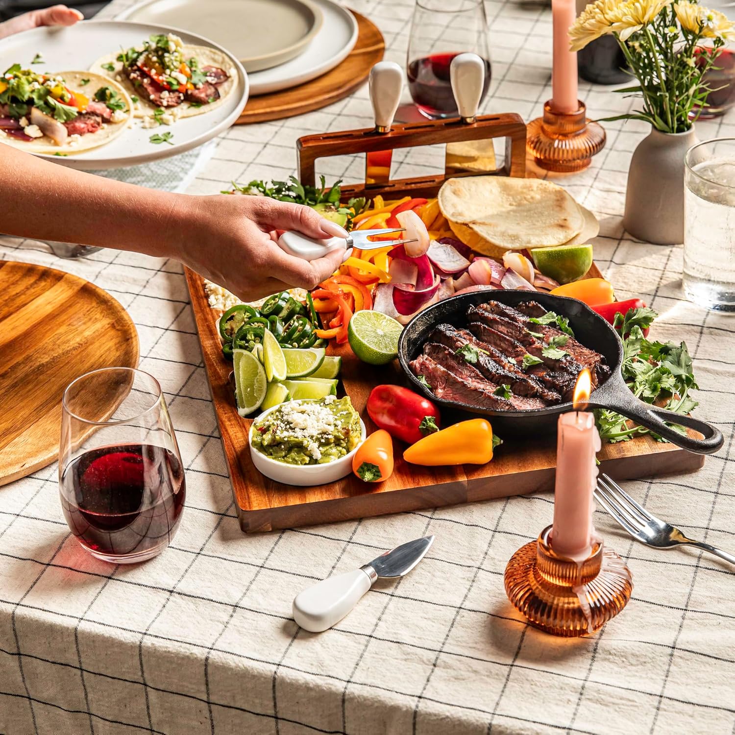 Flat Acacia Wood Charcuterie Boards Gift Set Bundle