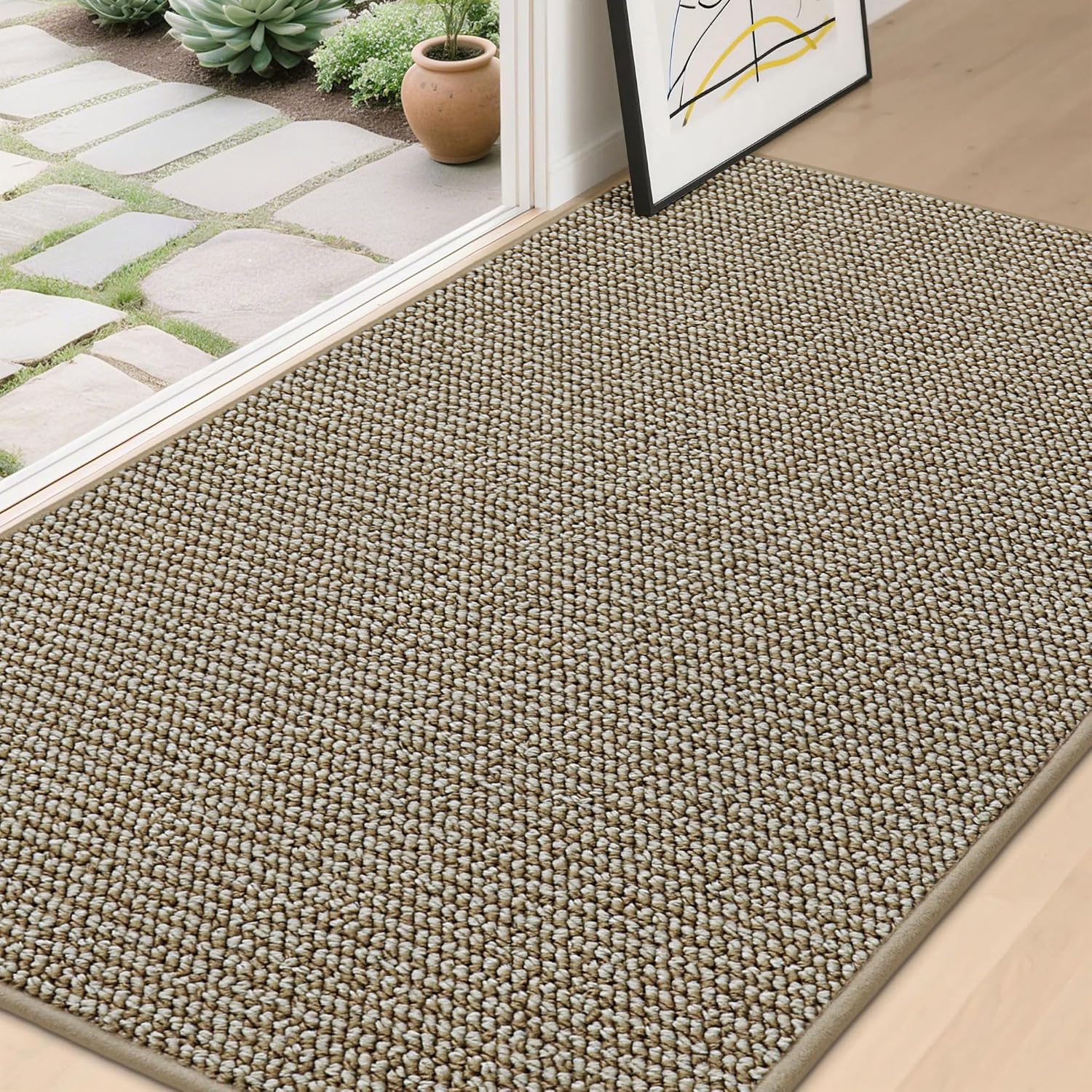 BEQHAUSE Dirt Trapper Door Mat 20" x 32", Non-Slip Washable Doormats Entrance Mat, Dirt Resistant and Absorbent Welcome Mat, Low Profile Floor Mats for Front Back Door and Entryway, Charcoal