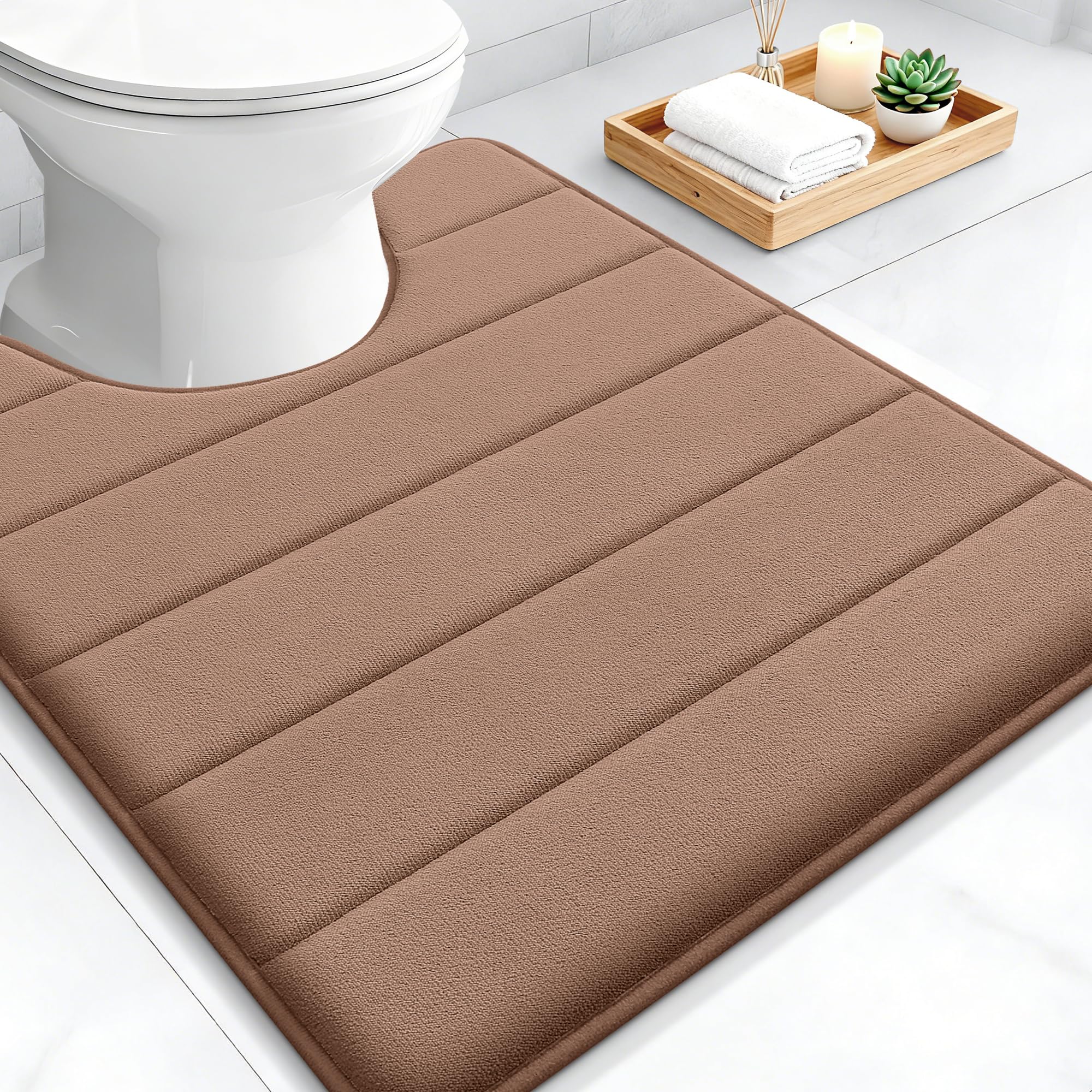OLANLY Memory Foam Bath Mat 30x20, Super Soft Absorbent Bathroom Rugs, Quick Dry, Machine Washable Shower Floor Rugs, Bathmat Carpet, Bathroom Home Decor Accessories, Grey