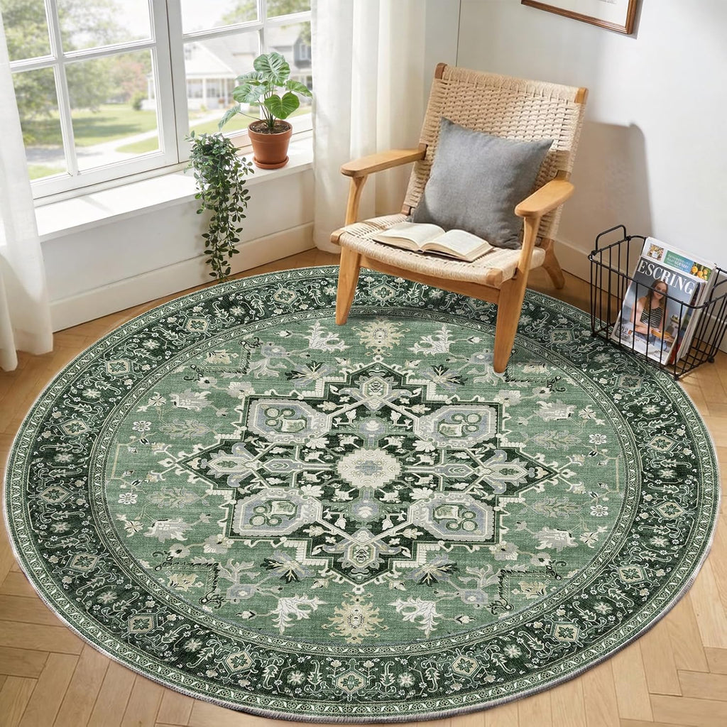OPPODREAM Soft Area Rugs 5x7, 5x7 Washable Rug with Non Slip Backing, 5 x 7 Faux Cashmere Low-Pile Carpet, Brown