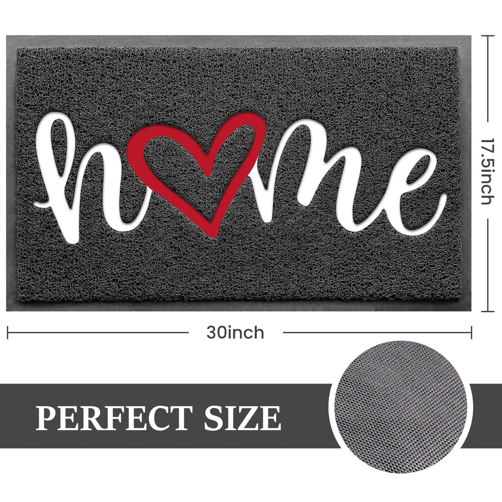 Door Mat (30"x17.5",Black), Welcome Mat Low Profile Front Doormat Floor Mat Non Slip Rugs for Entryway, Patio, High Traffic Areas