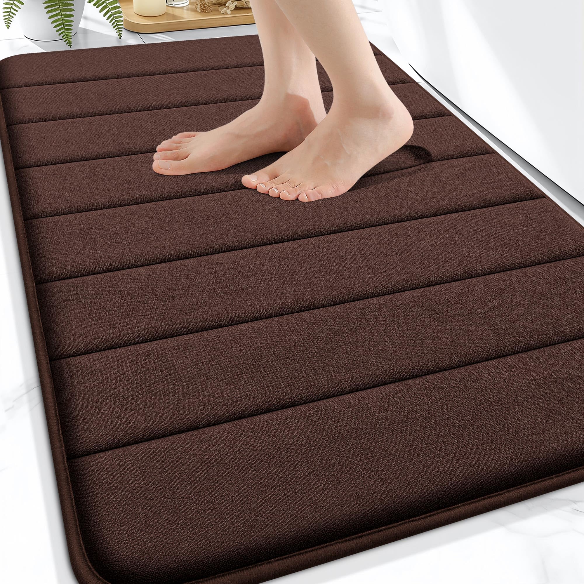 OLANLY Memory Foam Bath Mat 30x20, Super Soft Absorbent Bathroom Rugs, Quick Dry, Machine Washable Shower Floor Rugs, Bathmat Carpet, Bathroom Home Decor Accessories, Grey