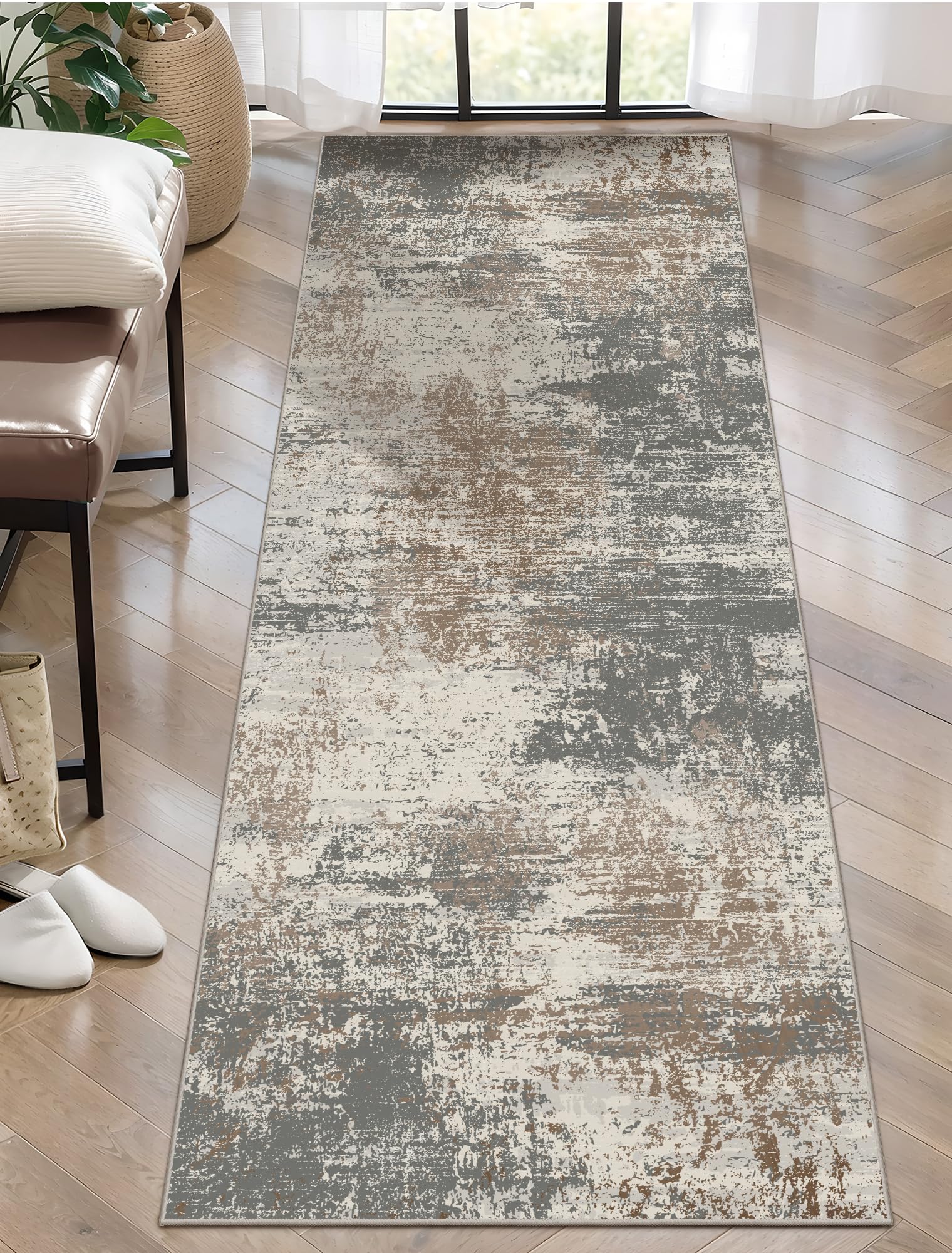Ciicool Modern Abstract Area Rug 2x3 Washable Small Entryway Rug, Non-Slip Low Pile Throw Rug, Foldable Kitchen Bathroom Rugs, Blue Grey Floor Carpet for Entrance Living Room Bedroom Indoor Doormat
