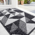 OLANLY Door Mat Indoor Entrance Washable 32x20, Odor-Free Low-Profile Front Back Geometric Doormat, Absorbent Resist Dirt Entry Carpet, Easy to Clean Sturdy Inside Floor Mats for Entryway, Black