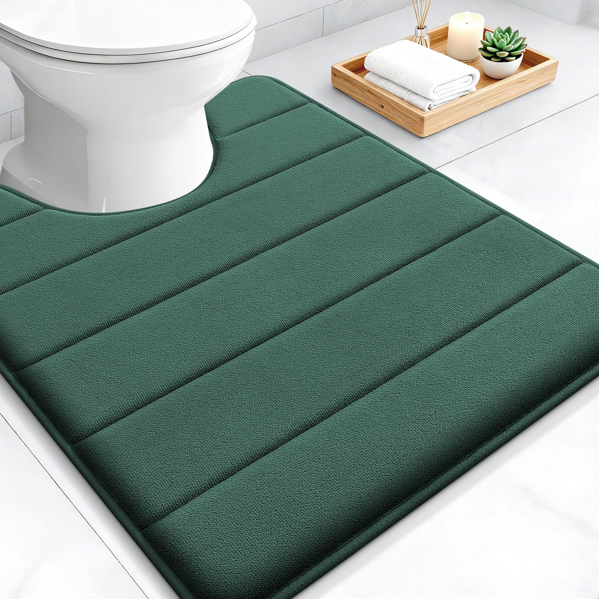 OLANLY Memory Foam Bath Mat 30x20, Super Soft Absorbent Bathroom Rugs, Quick Dry, Machine Washable Shower Floor Rugs, Bathmat Carpet, Bathroom Home Decor Accessories, Grey