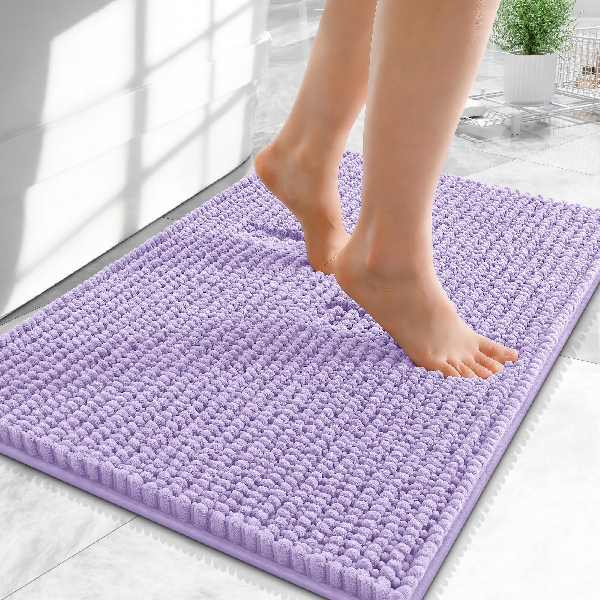 OLANLY Thick Bathroom Rugs 30x20, Extra Soft Absorbent Chenille Bath Rugs, Rubber Backing, Machine Wash Dry, Bath Mats for Bathroom Floor, Tub and Shower, Home Decor Accessories, Grey