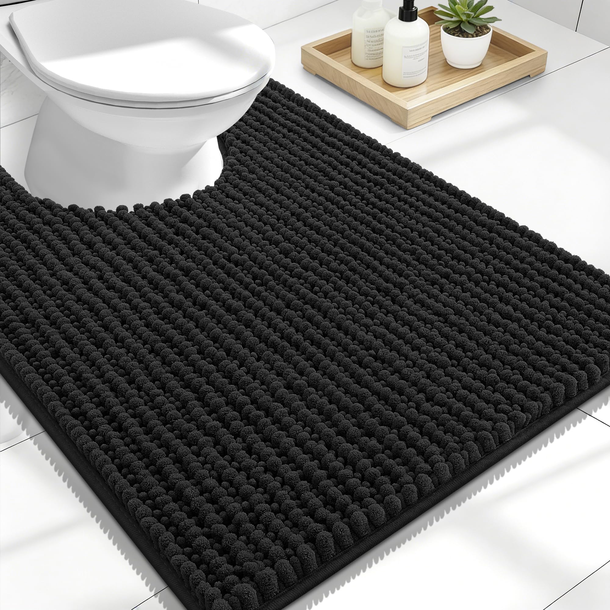 OLANLY Thick Bathroom Rugs 30x20, Extra Soft Absorbent Chenille Bath Rugs, Rubber Backing, Machine Wash Dry, Bath Mats for Bathroom Floor, Tub and Shower, Home Decor Accessories, Grey