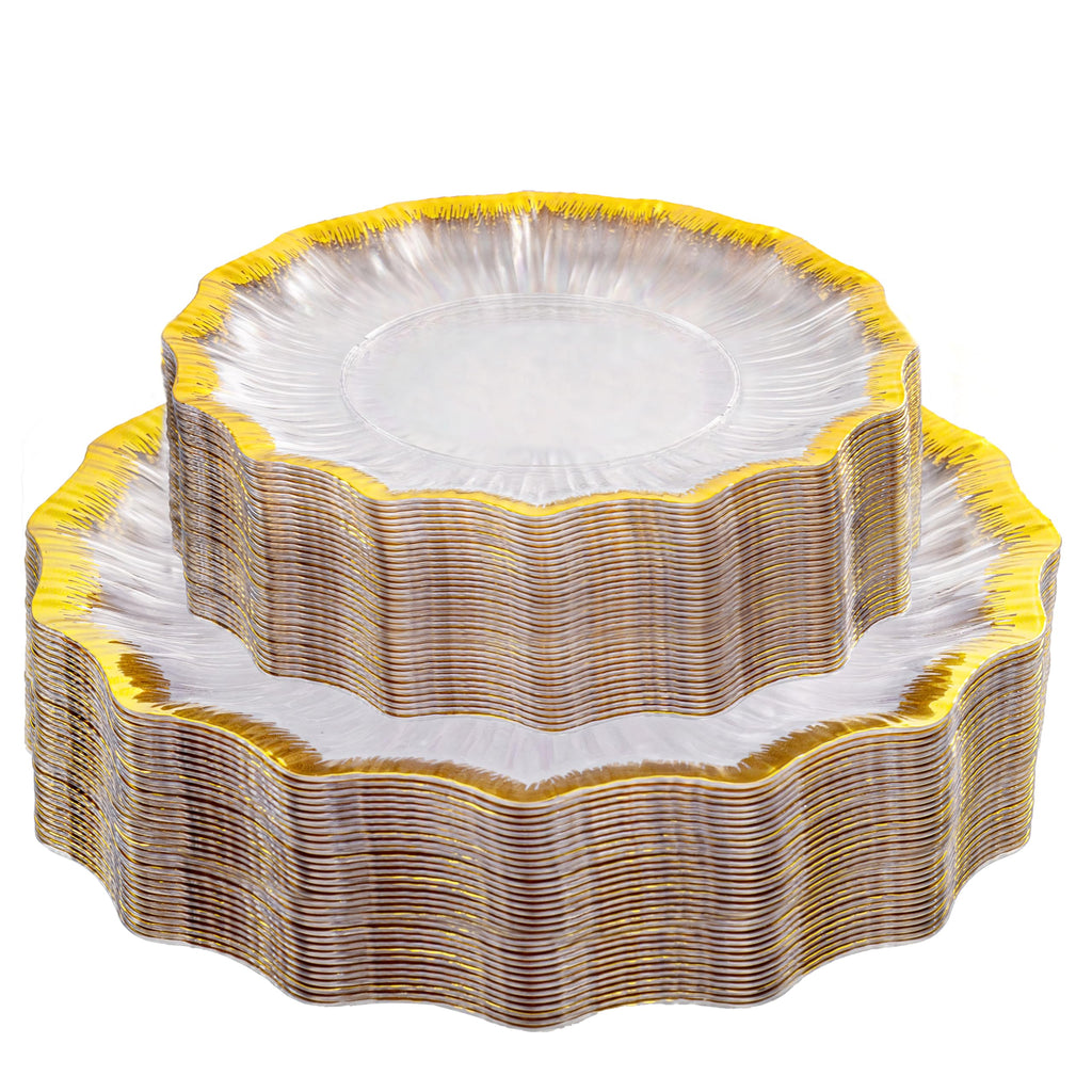 DaYammi 60PCS Blue and White Plastic Plates Blue Rim White Disposable Plates Blue White Party plates Include:30 Plastic Dinner Plate 30 Dessert plate and Wedding & Party Dining