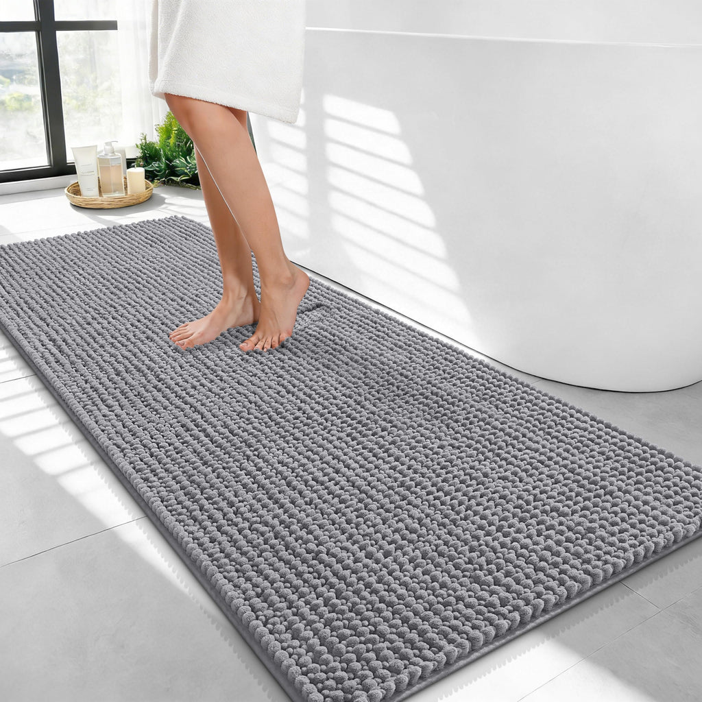 OLANLY Thick Bathroom Rugs 30x20, Extra Soft Absorbent Chenille Bath Rugs, Rubber Backing, Machine Wash Dry, Bath Mats for Bathroom Floor, Tub and Shower, Home Decor Accessories, Grey