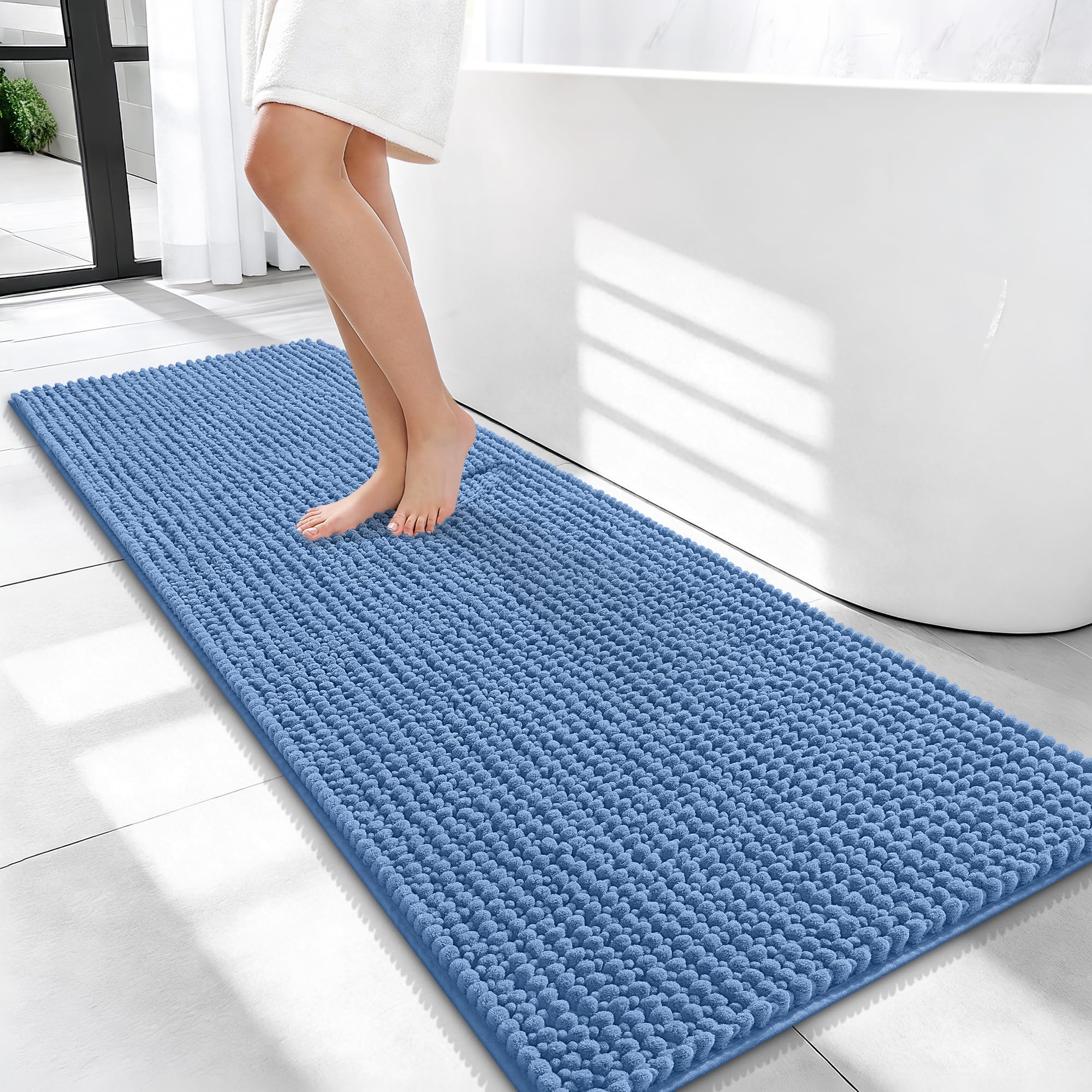 OLANLY Thick Bathroom Rugs 30x20, Extra Soft Absorbent Chenille Bath Rugs, Rubber Backing, Machine Wash Dry, Bath Mats for Bathroom Floor, Tub and Shower, Home Decor Accessories, Grey