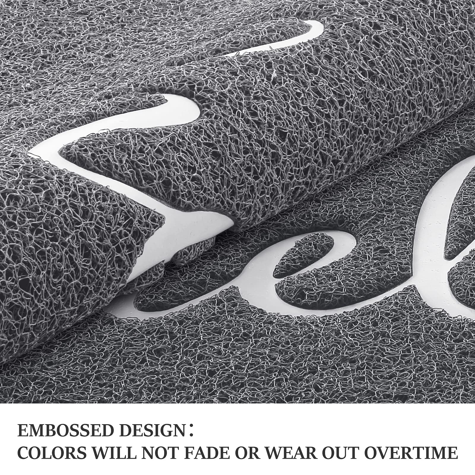 Door Mat (30"x17.5",Black), Welcome Mat Low Profile Front Doormat Floor Mat Non Slip Rugs for Entryway, Patio, High Traffic Areas