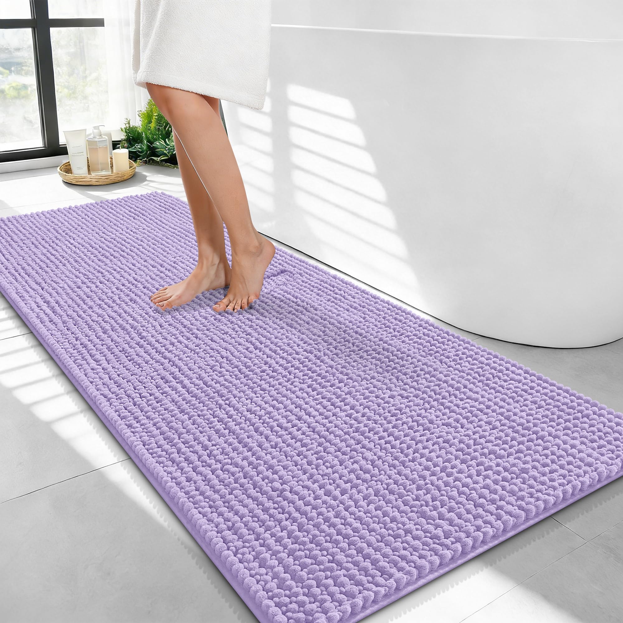 OLANLY Thick Bathroom Rugs 30x20, Extra Soft Absorbent Chenille Bath Rugs, Rubber Backing, Machine Wash Dry, Bath Mats for Bathroom Floor, Tub and Shower, Home Decor Accessories, Grey