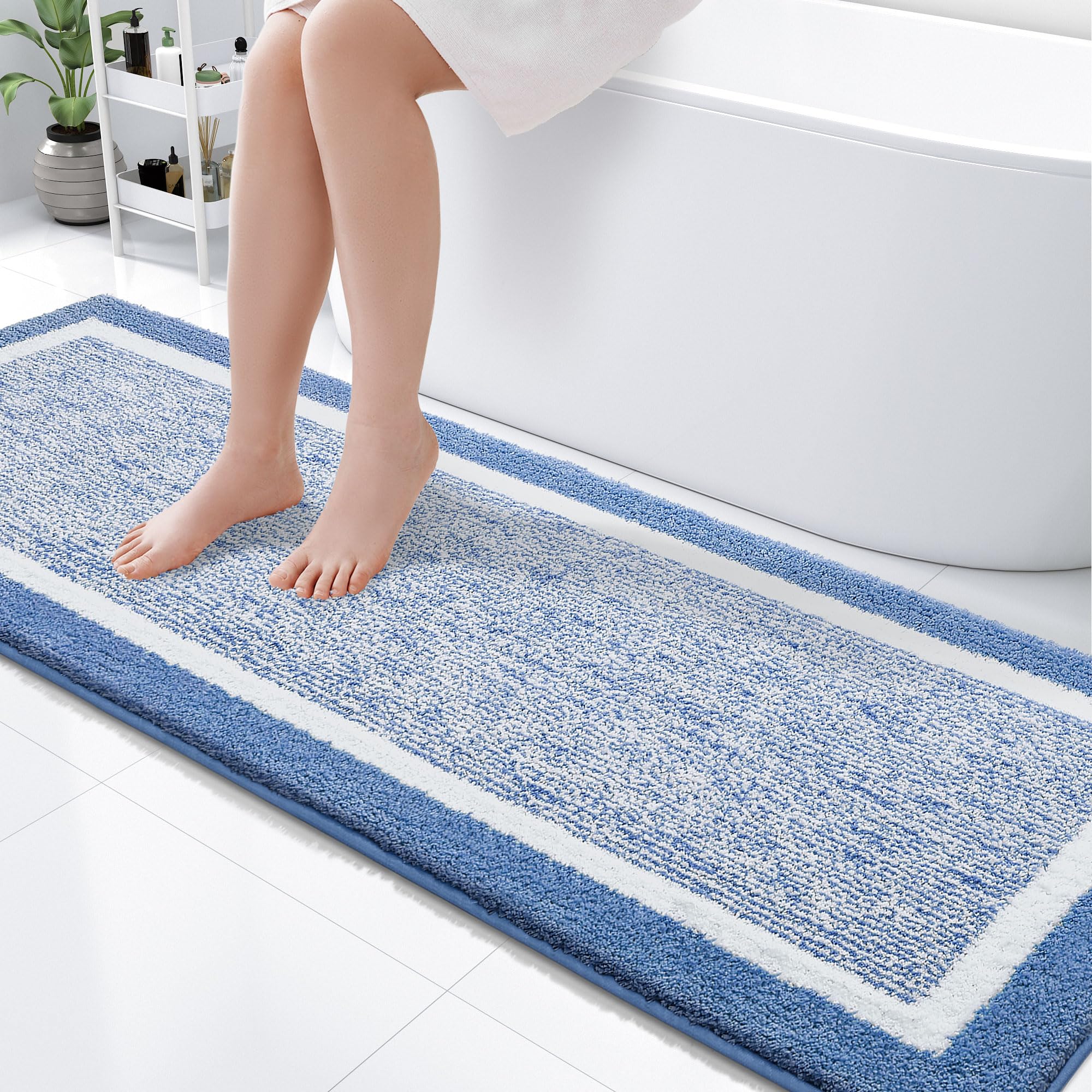 OLANLY Small Bathroom Rugs 24x16, Extra Soft and Absorbent Microfiber Bath Rugs, Non-Slip, Machine Washable, Quick Dry Shaggy Bath Carpet, Bath Mats for Bathroom Floor, Tub, Shower, Grey