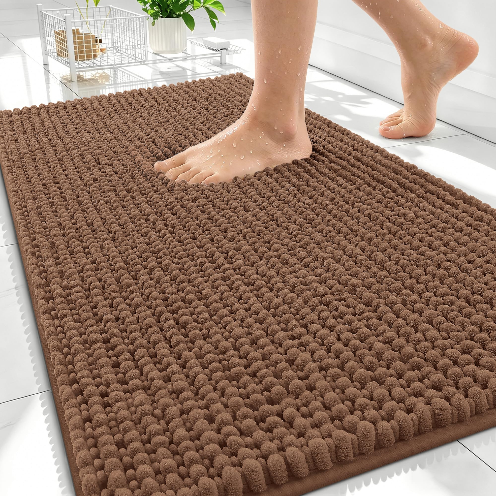 OLANLY Thick Bathroom Rugs 30x20, Extra Soft Absorbent Chenille Bath Rugs, Rubber Backing, Machine Wash Dry, Bath Mats for Bathroom Floor, Tub and Shower, Home Decor Accessories, Grey