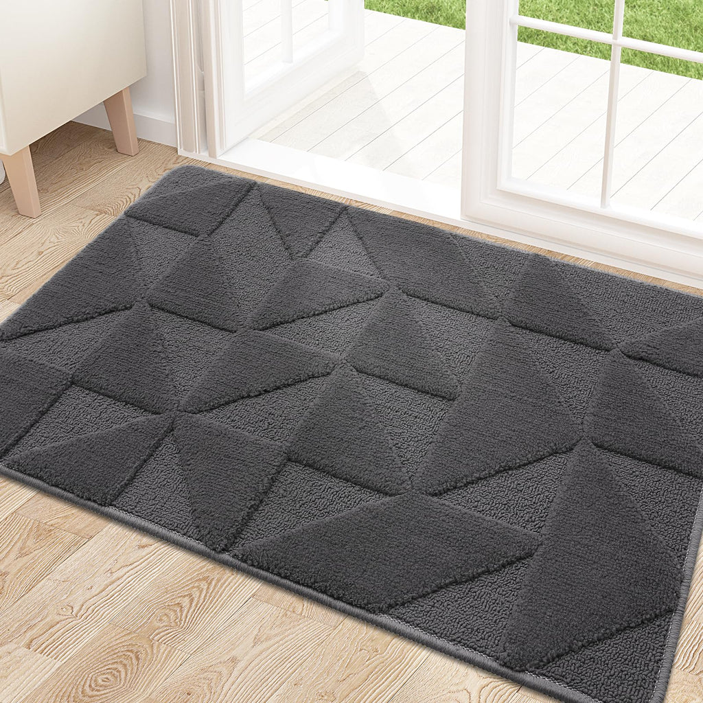 OLANLY Door Mats Indoor, Non-Slip, Absorbent, Dirt Resist, Entrance Washable Mat, Low-Profile Inside Entry Doormat for Entryway (32x20 inches, Grey)