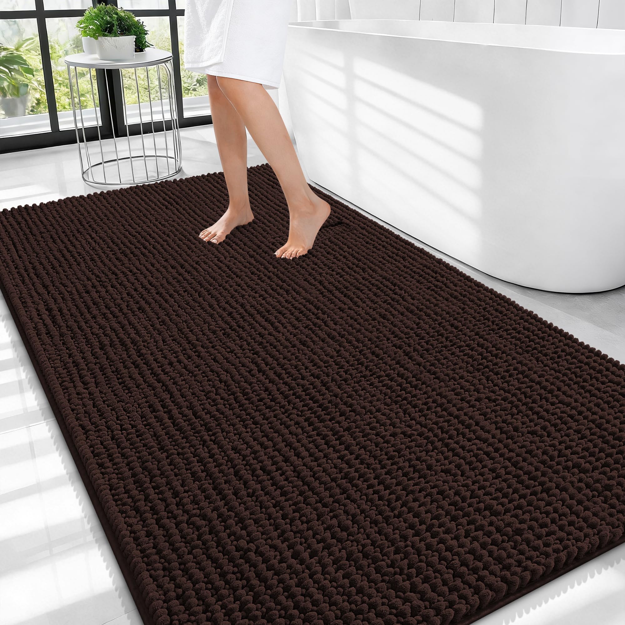 OLANLY Thick Bathroom Rugs 30x20, Extra Soft Absorbent Chenille Bath Rugs, Rubber Backing, Machine Wash Dry, Bath Mats for Bathroom Floor, Tub and Shower, Home Decor Accessories, Grey