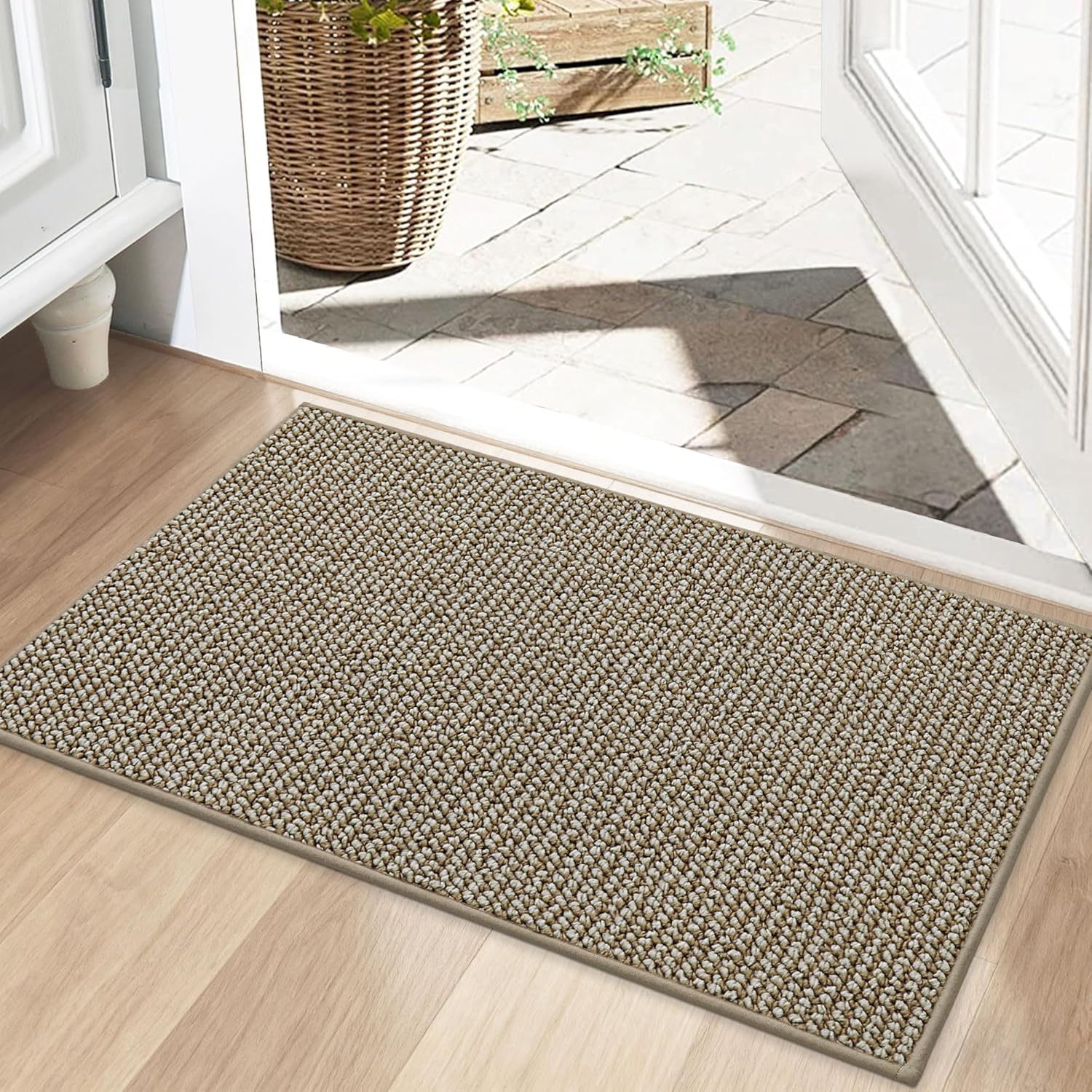 BEQHAUSE Dirt Trapper Door Mat 20" x 32", Non-Slip Washable Doormats Entrance Mat, Dirt Resistant and Absorbent Welcome Mat, Low Profile Floor Mats for Front Back Door and Entryway, Charcoal