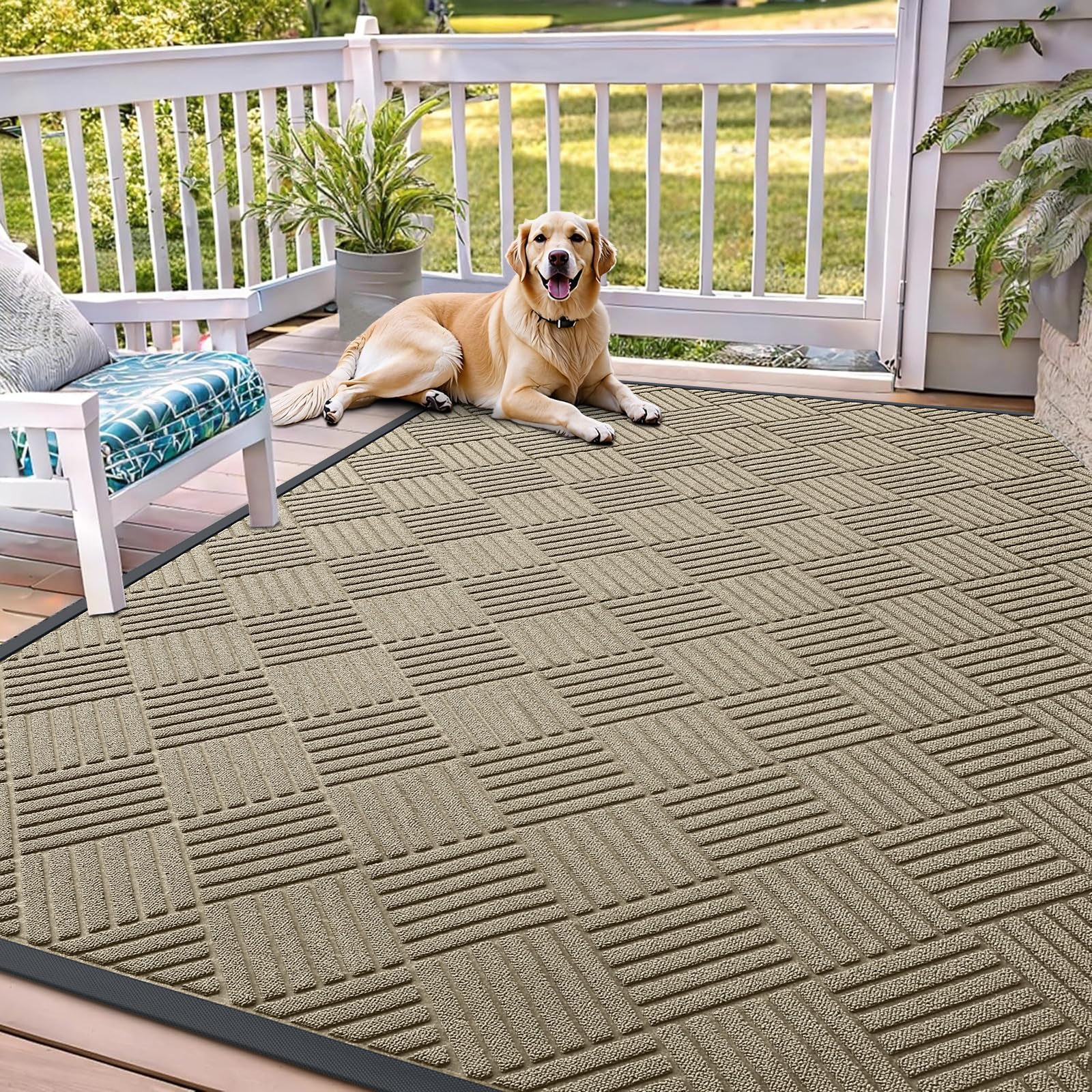 OLANLY Front Door Mat Outside Entrance 29.5x17, Absorbent, Heavy Duty Sturdy Natural Rubber Doormat Indoor Outdoor, Stain and Fade Resistant, Non-Slip Low Profile Floor Mat for Entryway, Grey Diamond