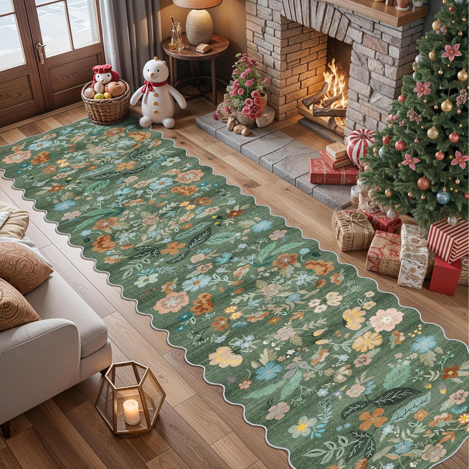 Washable 2x3 Entryway Area Rug - Neutral Kitchen Rug Runner Vintage Soft Floor Mat Non Slip Indoor Farmhouse Carpet for Bathroom Living Room Bedroom (2 X 3, Beige)