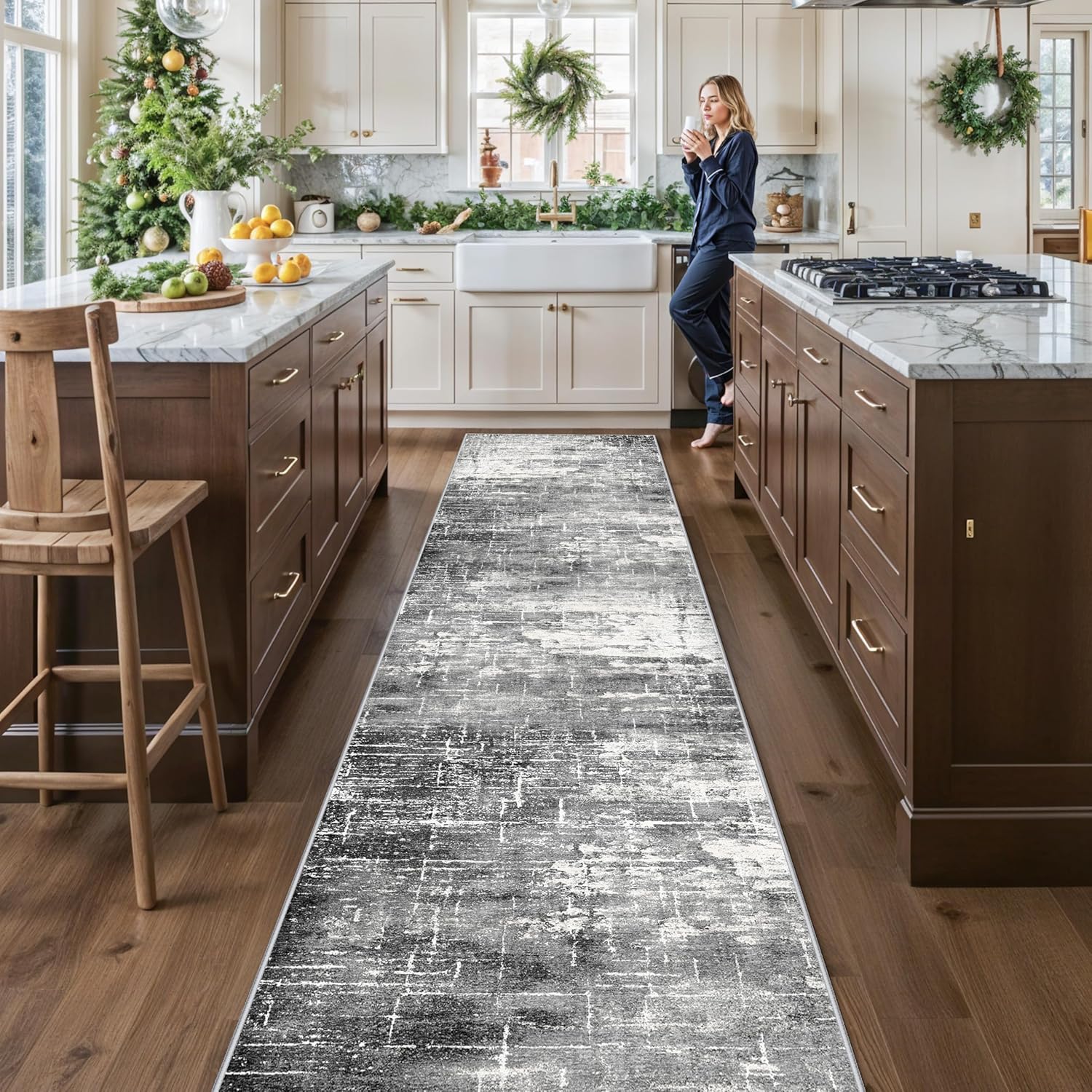 Washable 2x3 Entryway Area Rug - Neutral Kitchen Rug Runner Vintage Soft Floor Mat Non Slip Indoor Farmhouse Carpet for Bathroom Living Room Bedroom (2 X 3, Beige)