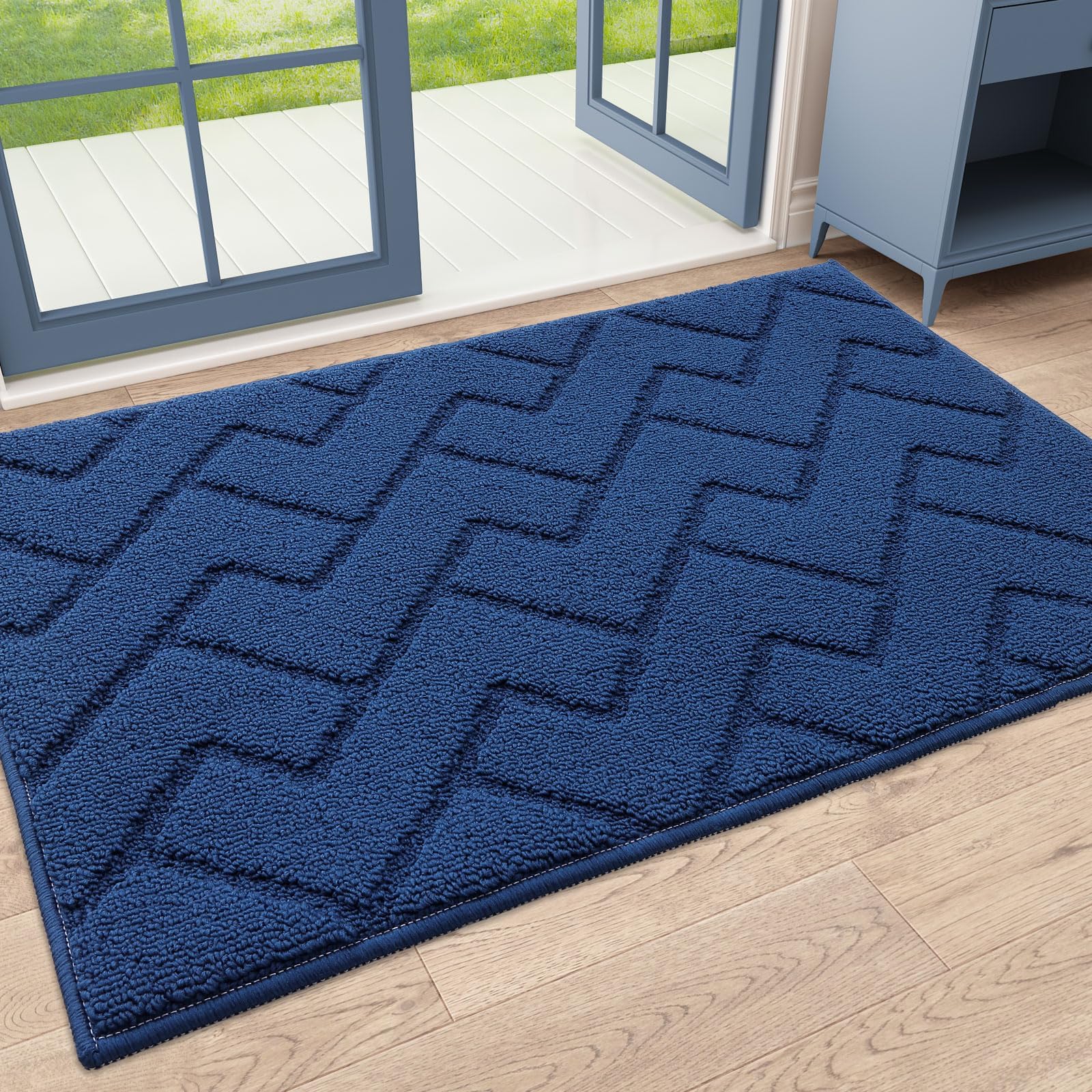 OLANLY Indoor Door Mat, 32x20, Dirt Resistant and Absorbent, Sturdy Non-Slip Rubber Backing, Easy to Clean, Washable Low-Profile Doormat for Entryway, Grey