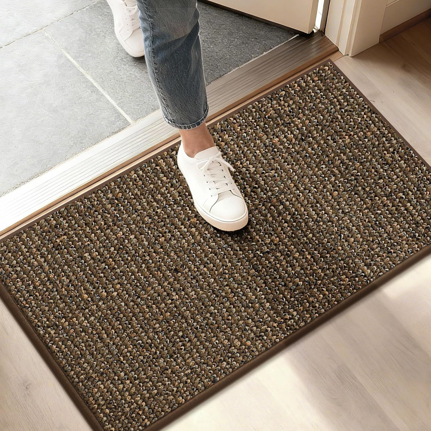 BEQHAUSE Dirt Trapper Door Mat 20" x 32", Non-Slip Washable Doormats Entrance Mat, Dirt Resistant and Absorbent Welcome Mat, Low Profile Floor Mats for Front Back Door and Entryway, Charcoal
