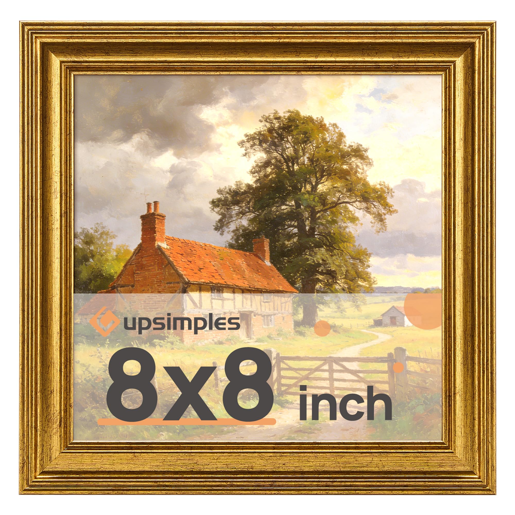 upsimples Vintage 8x10 Picture Frame, Antique Gold Frames Display 5x7 with Mat or 8 x 10 Without for Wall or Tabletop Decor, 1pack