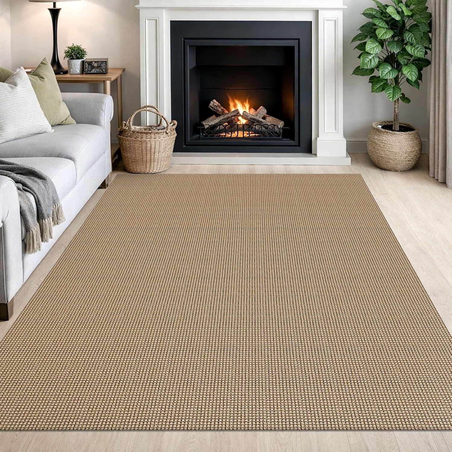 IOHOUZE Small Area Rug 2x3 Washable Woven Rugs for Entryway Non Slip Rubber Backed Kitchen Rugs Indoor Outdoor Doormat Throw Rug Floor Carpet for Entrance Front Door, Orange/Tan/Brown