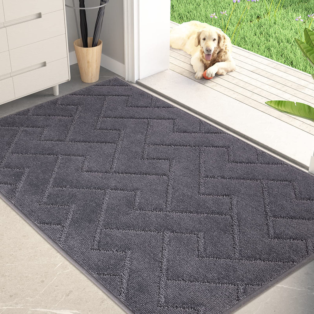 PURRUGS Dirt Trapping Door Mat 20" x 31.5", Non-Slip Machine Washable Entry Rug, Dog Doormat, Indoor Front Door Mat, Super Absorbent Entryway Rug for Muddy Shoes & Paws, Taupe