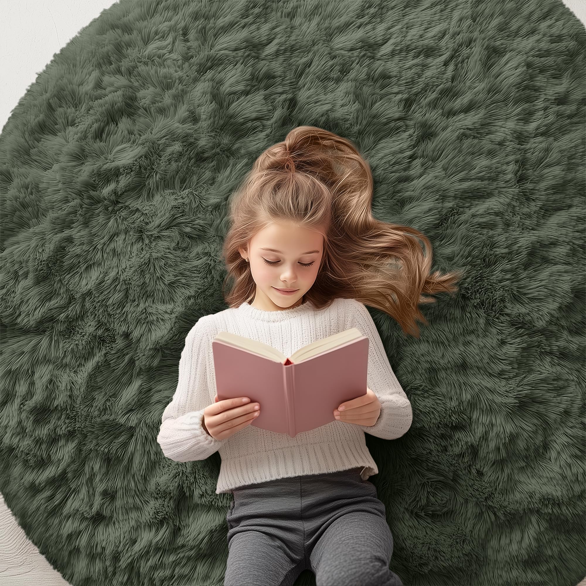 OLANLY Area Rugs for Living Room Bedroom, Machine Washable 4x5.9 ft Soft Fluffy Shaggy Bedside Rug, Indoor Floor Carpet for Kids Girls and Boys, Dorms, Nursery Rooms, Home Decor Aesthetic, Grey