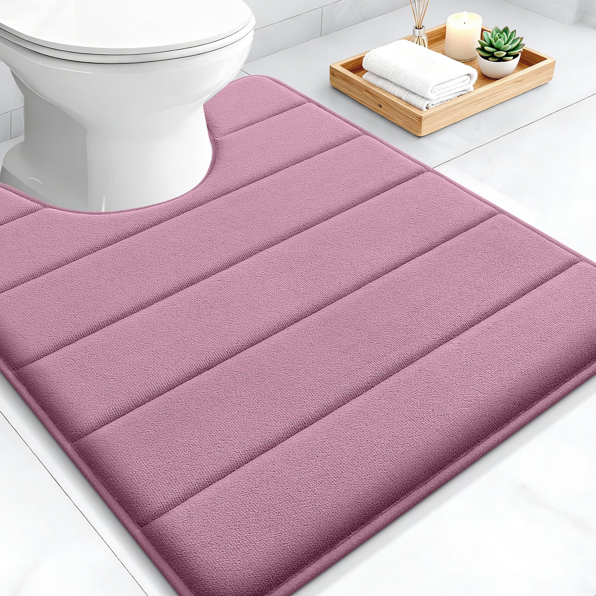 OLANLY Memory Foam Bath Mat 30x20, Super Soft Absorbent Bathroom Rugs, Quick Dry, Machine Washable Shower Floor Rugs, Bathmat Carpet, Bathroom Home Decor Accessories, Grey