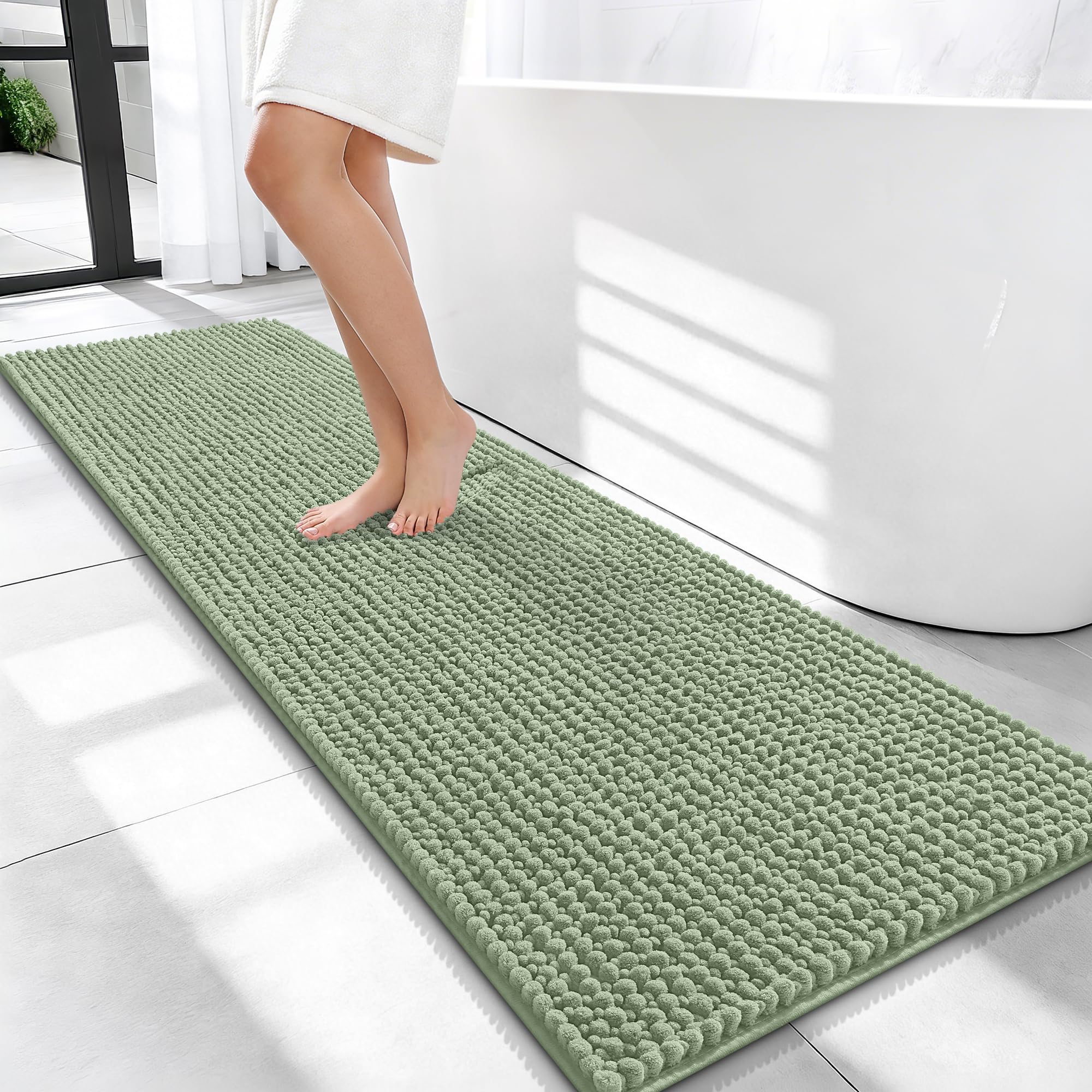 OLANLY Thick Bathroom Rugs 30x20, Extra Soft Absorbent Chenille Bath Rugs, Rubber Backing, Machine Wash Dry, Bath Mats for Bathroom Floor, Tub and Shower, Home Decor Accessories, Grey