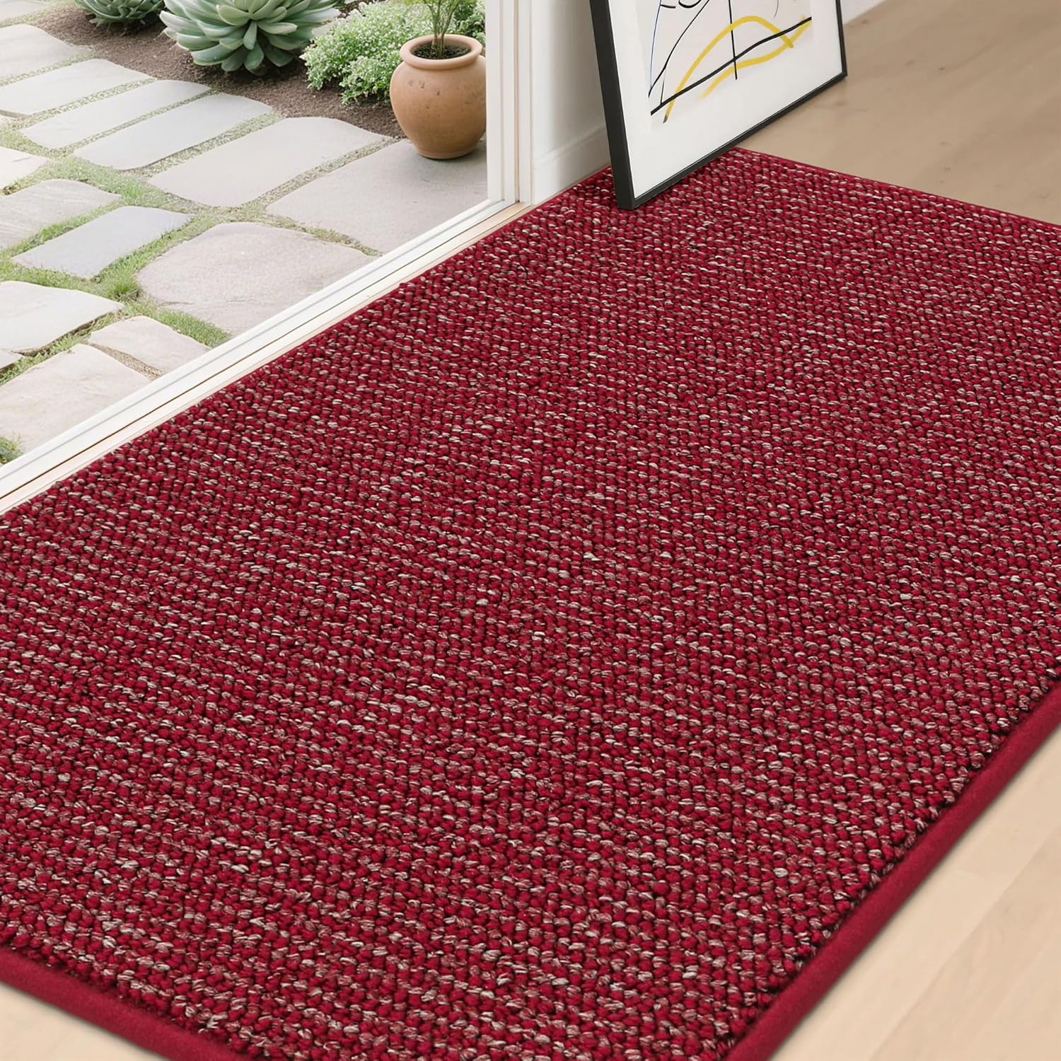 BEQHAUSE Dirt Trapper Door Mat 20" x 32", Non-Slip Washable Doormats Entrance Mat, Dirt Resistant and Absorbent Welcome Mat, Low Profile Floor Mats for Front Back Door and Entryway, Charcoal