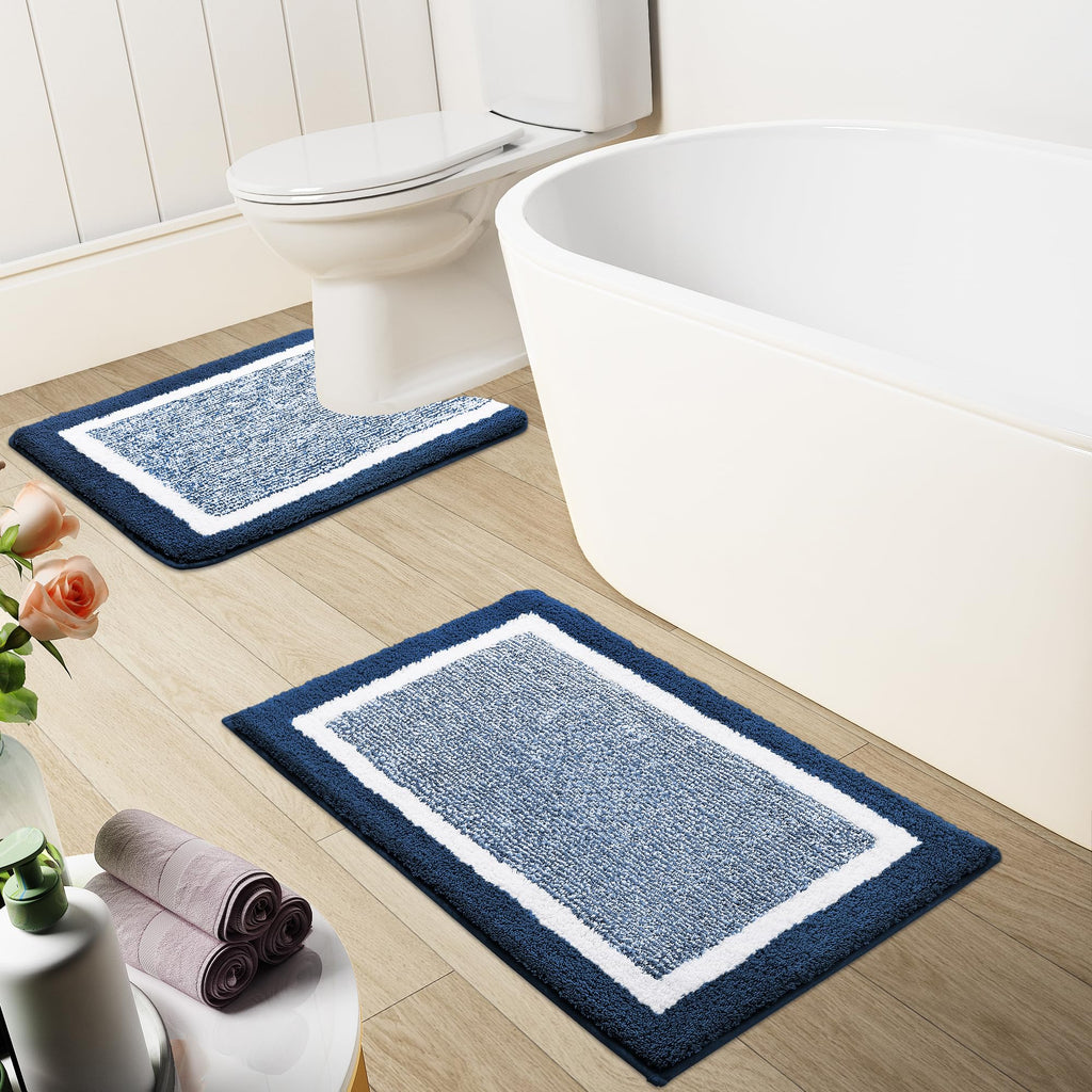 OLANLY Bathroom Rugs Sets 3 Piece, Soft Absorbent Microfiber Bath Mats and U-Shaped Contour Toilet Rug, Home Decor Accessories, Non-Slip, Bath Mat Set for Bathroom (30"x20"+24"x16"+24"x20", Grey)