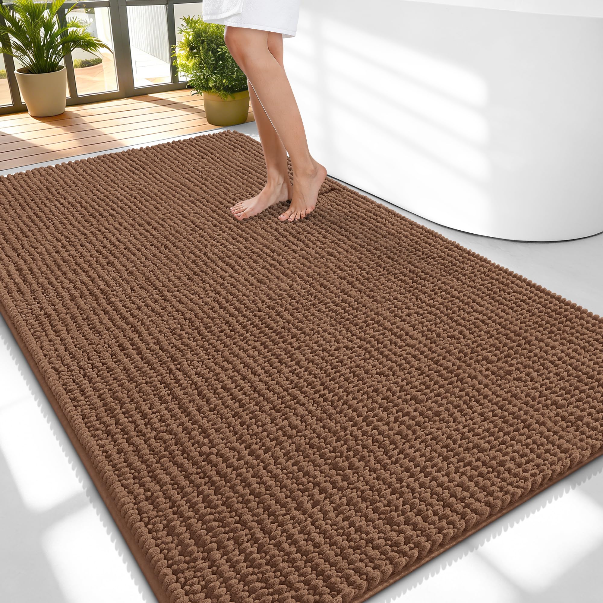 OLANLY Thick Bathroom Rugs 30x20, Extra Soft Absorbent Chenille Bath Rugs, Rubber Backing, Machine Wash Dry, Bath Mats for Bathroom Floor, Tub and Shower, Home Decor Accessories, Grey
