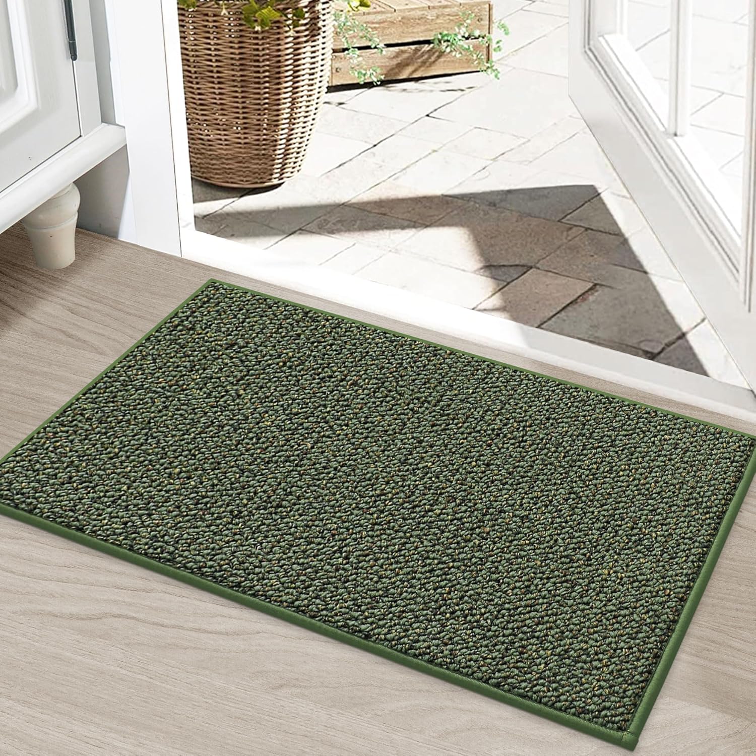 BEQHAUSE Dirt Trapper Door Mat 20" x 32", Non-Slip Washable Doormats Entrance Mat, Dirt Resistant and Absorbent Welcome Mat, Low Profile Floor Mats for Front Back Door and Entryway, Charcoal