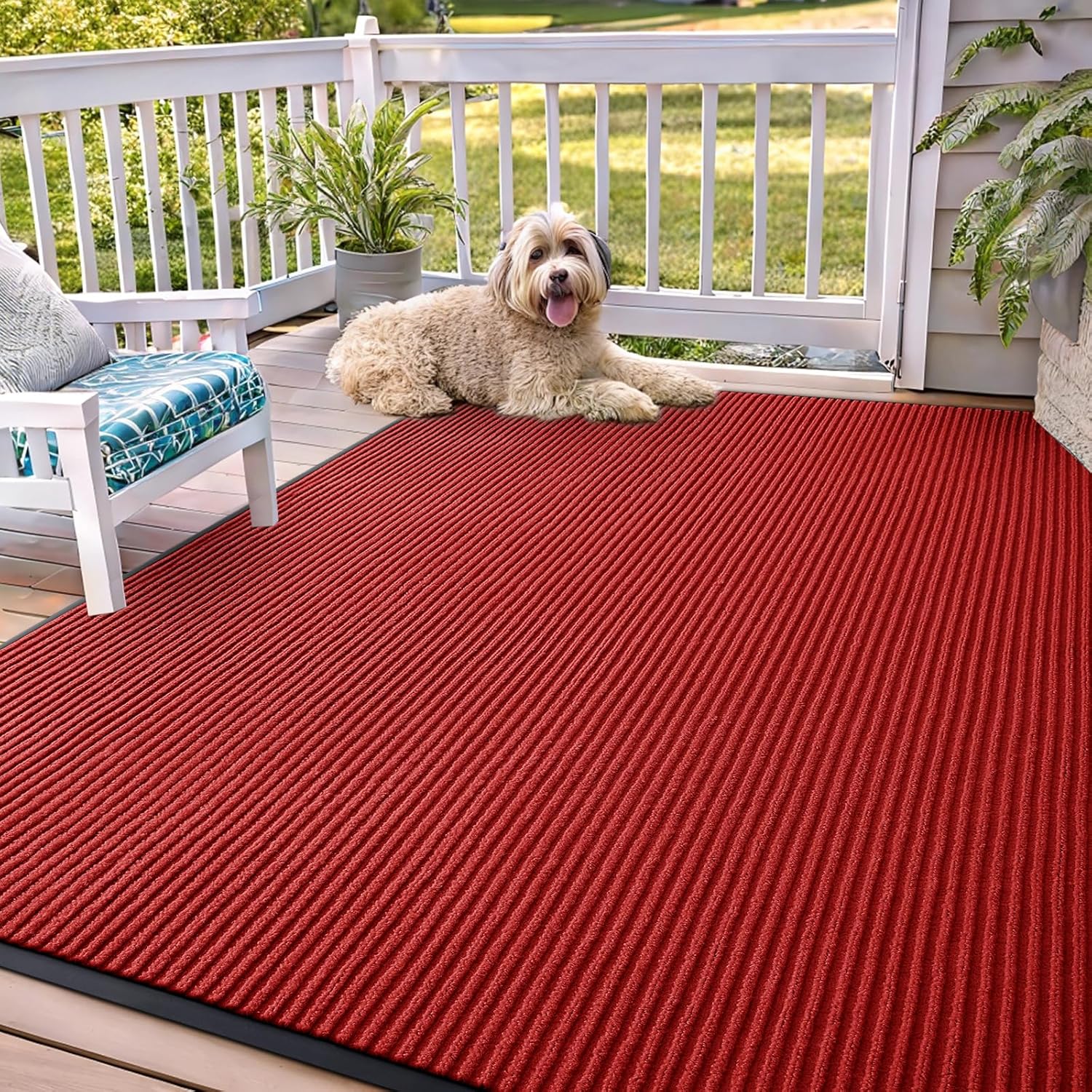 OLANLY Front Door Mat Indoor Outdoor Entrance, Waterproof Heavy Duty Doormat, Fade Resistant, Low Profile, Easy Clean Patio Porch Welcome Floor Mats for Entry, 29.5x17, Beige