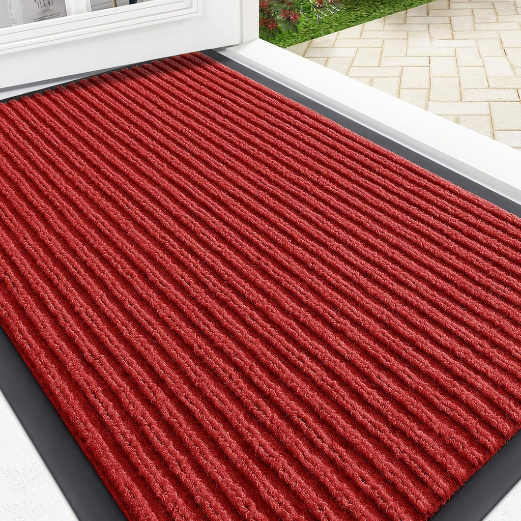 OLANLY Front Door Mat Indoor Outdoor Entrance, Waterproof Heavy Duty Doormat, Fade Resistant, Low Profile, Easy Clean Patio Porch Welcome Floor Mats for Entry, 29.5x17, Beige