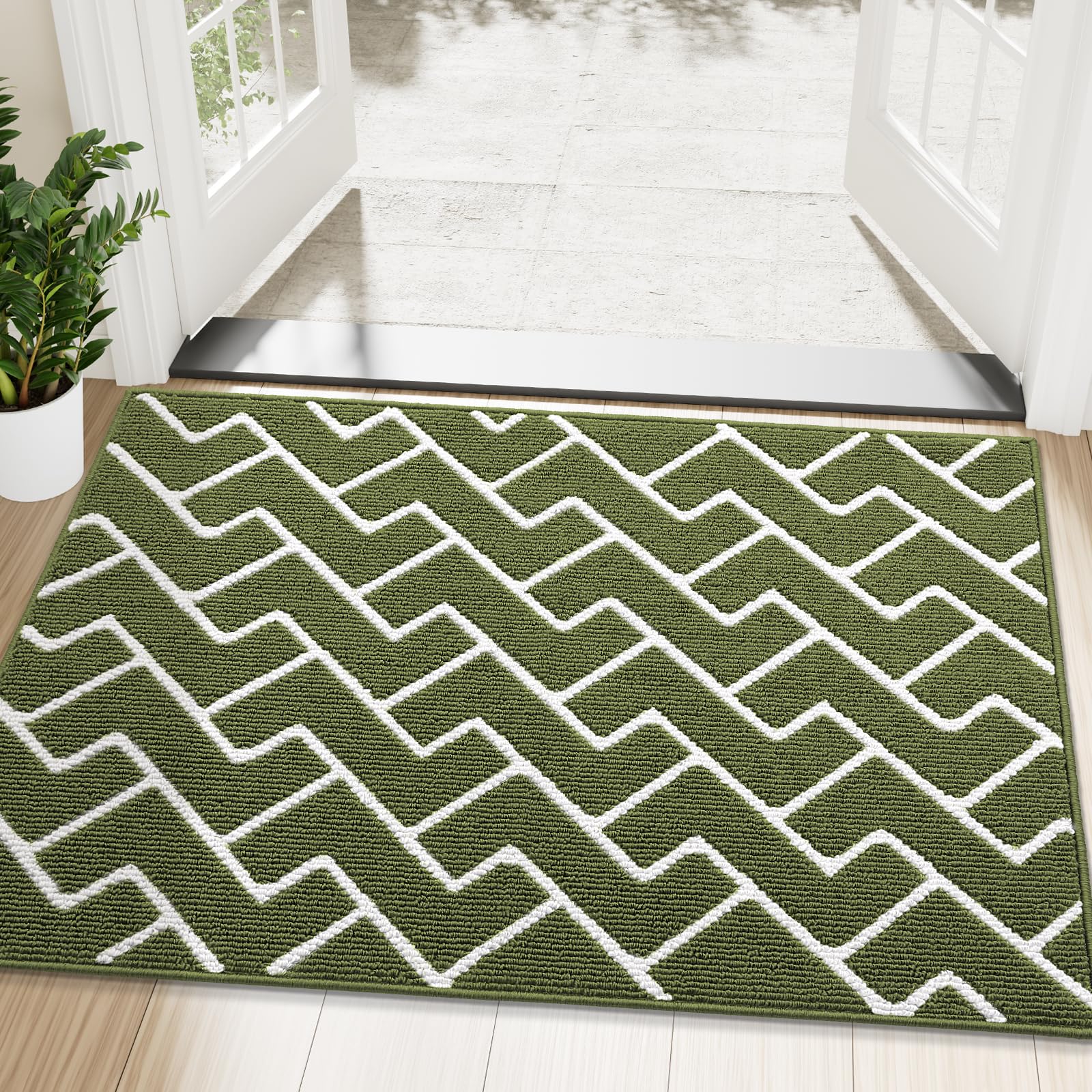 OLANLY Front Door Mat, Non-Slip Rubber Backing, Dirt Resistant and Absorbent, Washable, Easy to Clean Low-Profile Indoor Doormat for Back Door, Entryway, Inside Entrance, 32x20, Grey