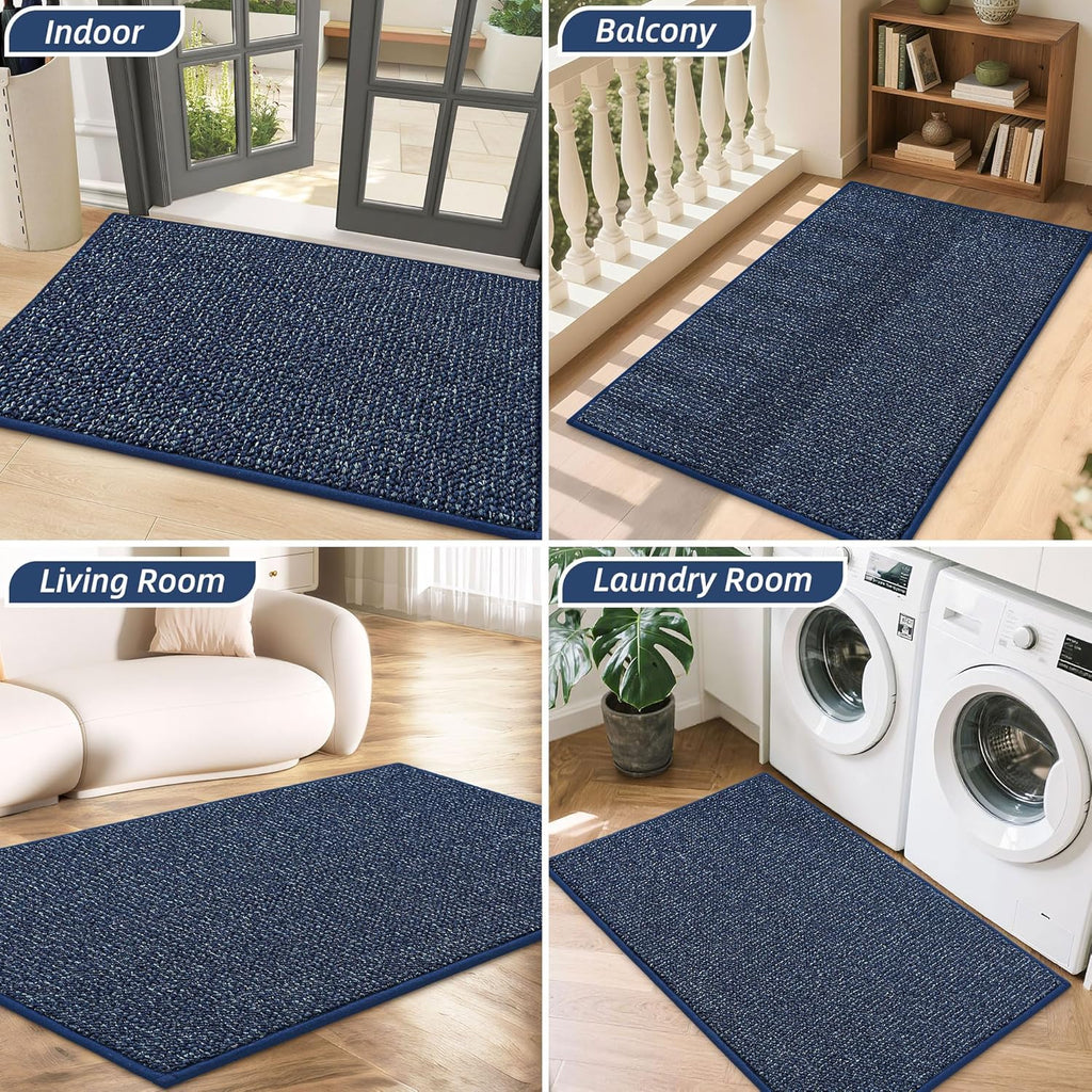 BEQHAUSE Dirt Trapper Door Mat 20" x 32", Non-Slip Washable Doormats Entrance Mat, Dirt Resistant and Absorbent Welcome Mat, Low Profile Floor Mats for Front Back Door and Entryway, Charcoal