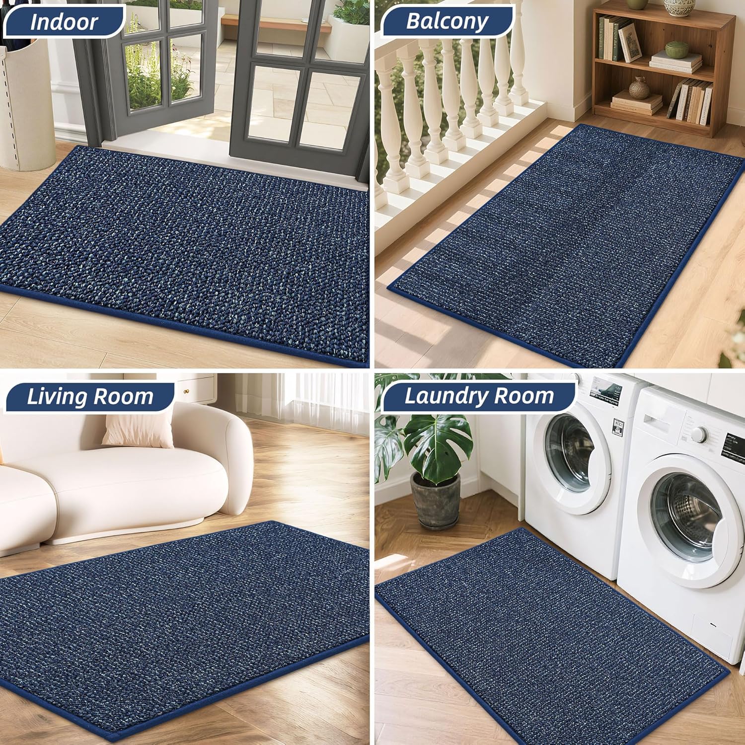 BEQHAUSE Dirt Trapper Door Mat 20" x 32", Non-Slip Washable Doormats Entrance Mat, Dirt Resistant and Absorbent Welcome Mat, Low Profile Floor Mats for Front Back Door and Entryway, Charcoal