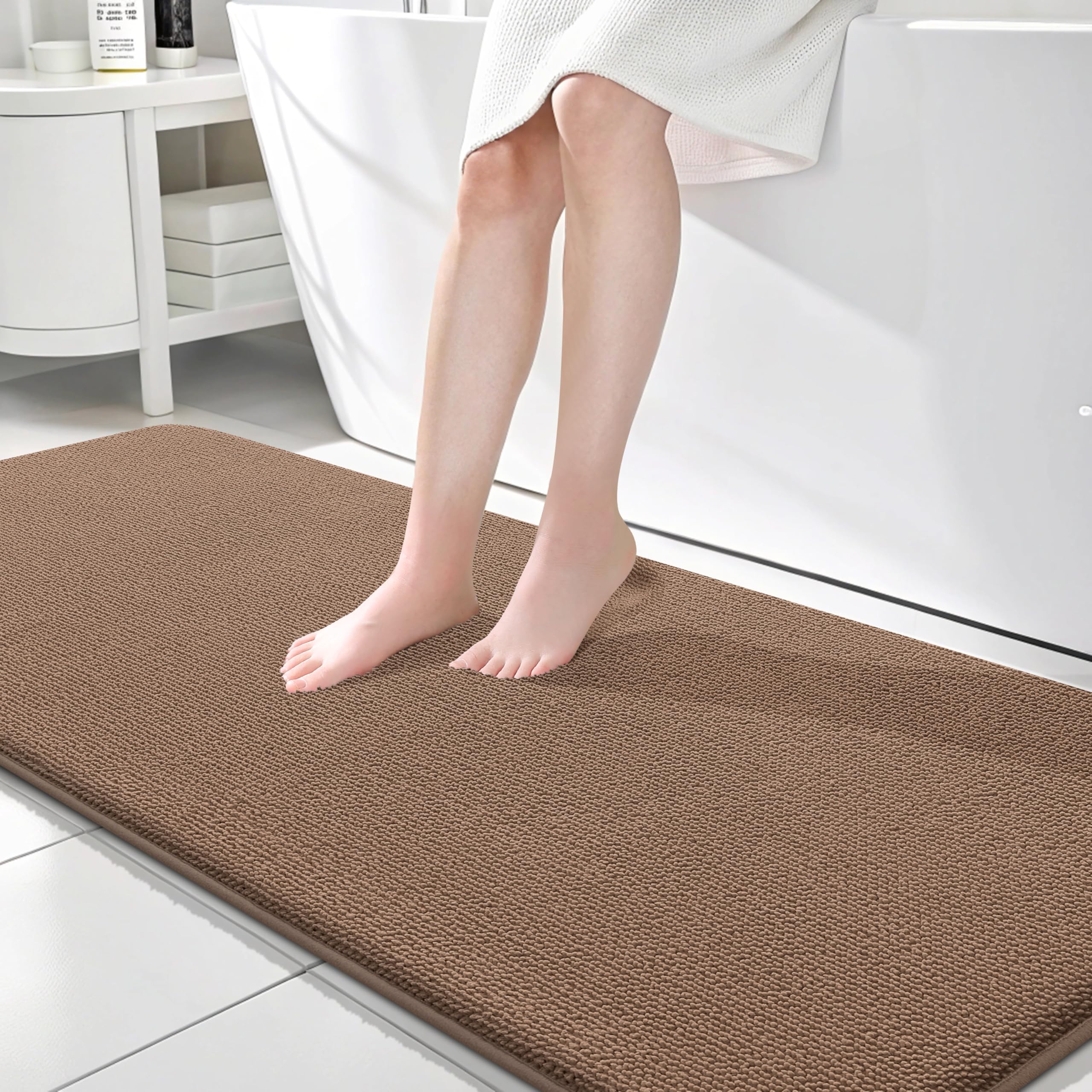 OLANLY Thick Memory Foam Bath Mat Rug 30x20, Extra Soft Absorbent Bathroom Rugs, Quick Dry Bath Mats, Non-Slip, Machine Washable Carpet for Bathroom, Tub and Shower, Home Decor Accessories, Grey