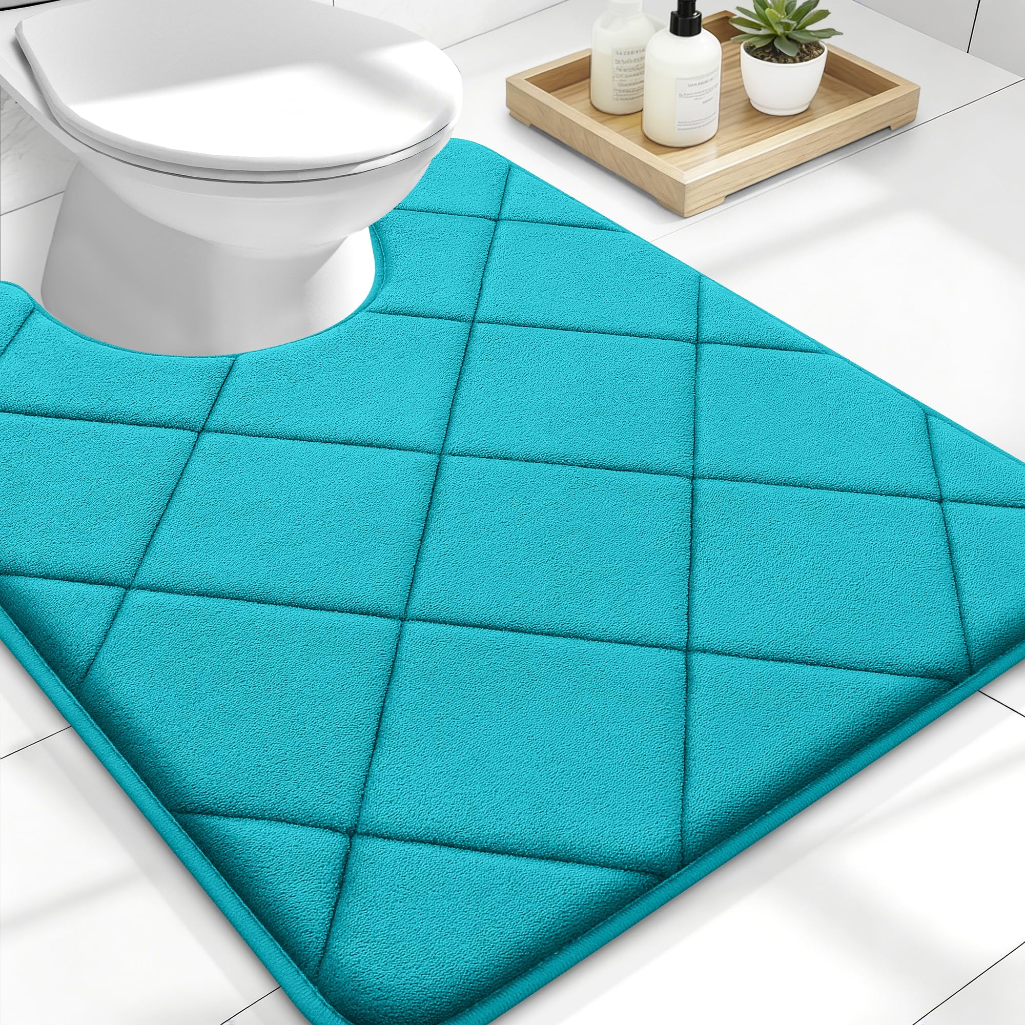 OLANLY Memory Foam Bath Mat 30x20, Ultra Soft and Absorbent Bathroom Rugs, Machine Washable, Comfortable Bath Carpet for Bathroom Floor, Tub and Shower, Black