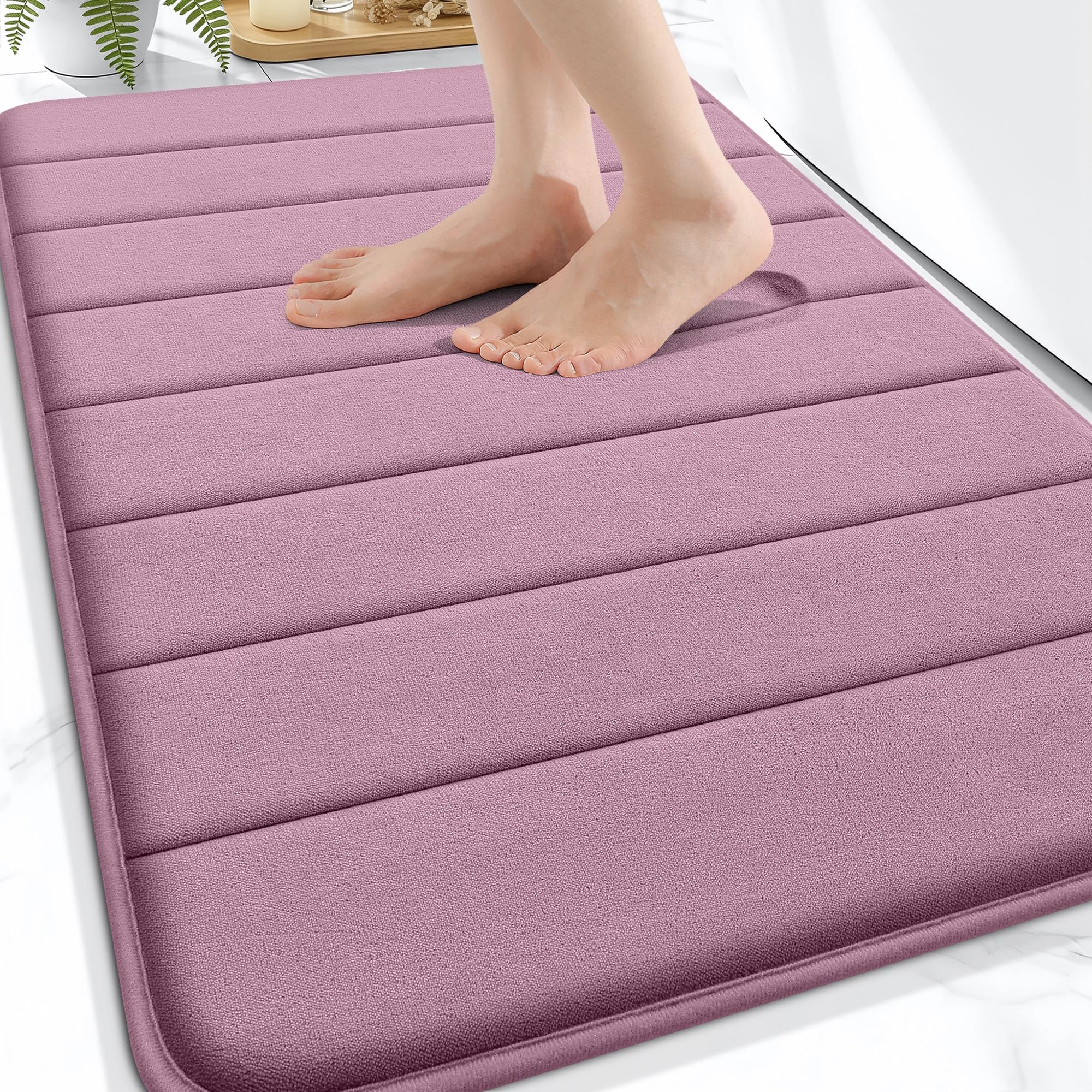 OLANLY Memory Foam Bath Mat 30x20, Super Soft Absorbent Bathroom Rugs, Quick Dry, Machine Washable Shower Floor Rugs, Bathmat Carpet, Bathroom Home Decor Accessories, Grey