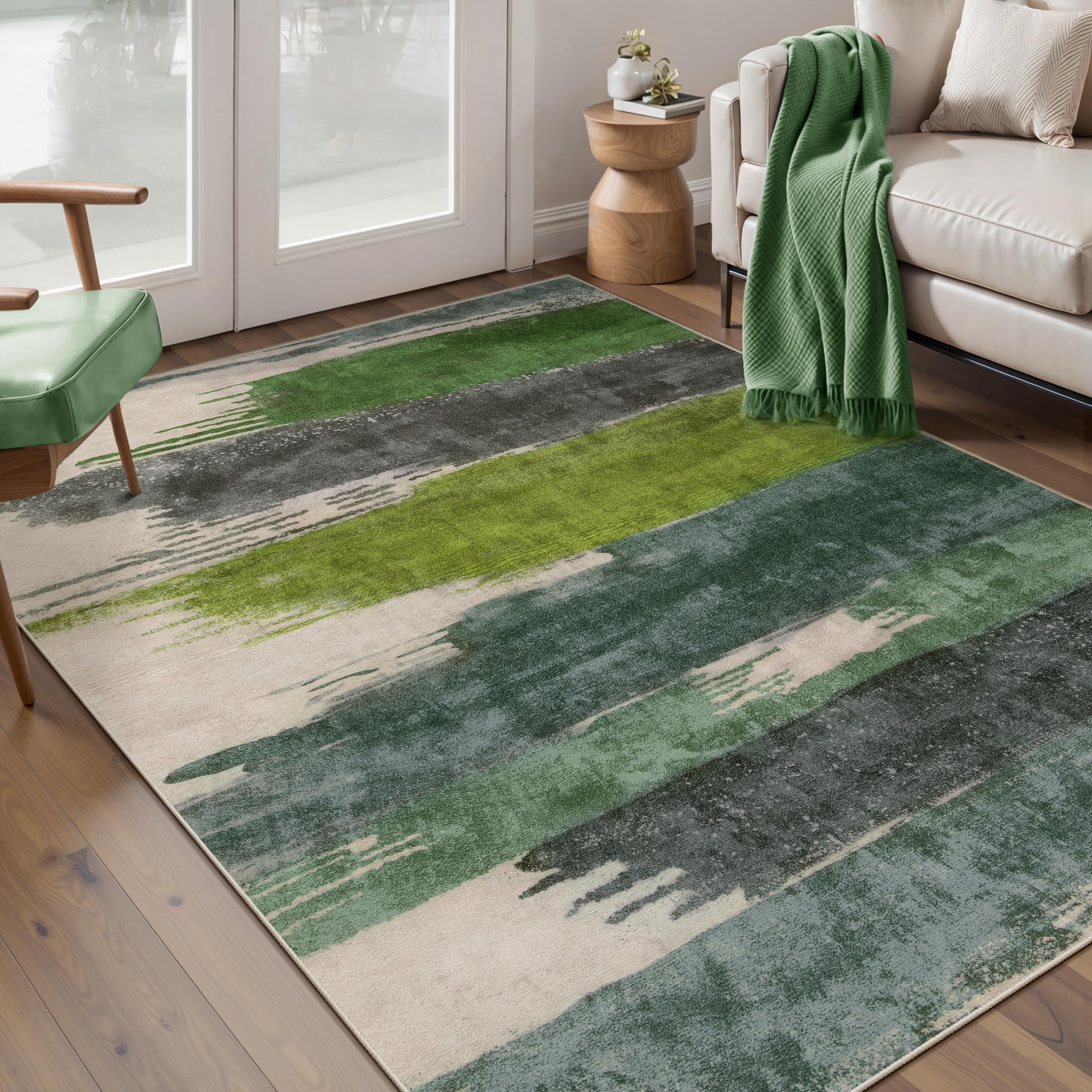 Ciicool Modern Abstract Area Rug 2x3 Washable Small Entryway Rug, Non-Slip Low Pile Throw Rug, Foldable Kitchen Bathroom Rugs, Blue Grey Floor Carpet for Entrance Living Room Bedroom Indoor Doormat