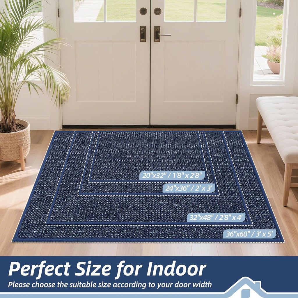 BEQHAUSE Dirt Trapper Door Mat 20" x 32", Non-Slip Washable Doormats Entrance Mat, Dirt Resistant and Absorbent Welcome Mat, Low Profile Floor Mats for Front Back Door and Entryway, Charcoal