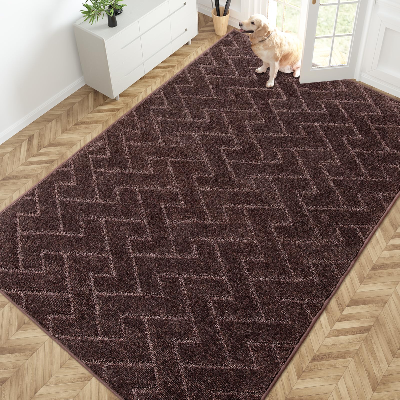 PURRUGS Dirt Trapping Door Mat 20" x 31.5", Non-Slip Machine Washable Entry Rug, Dog Doormat, Indoor Front Door Mat, Super Absorbent Entryway Rug for Muddy Shoes & Paws, Taupe